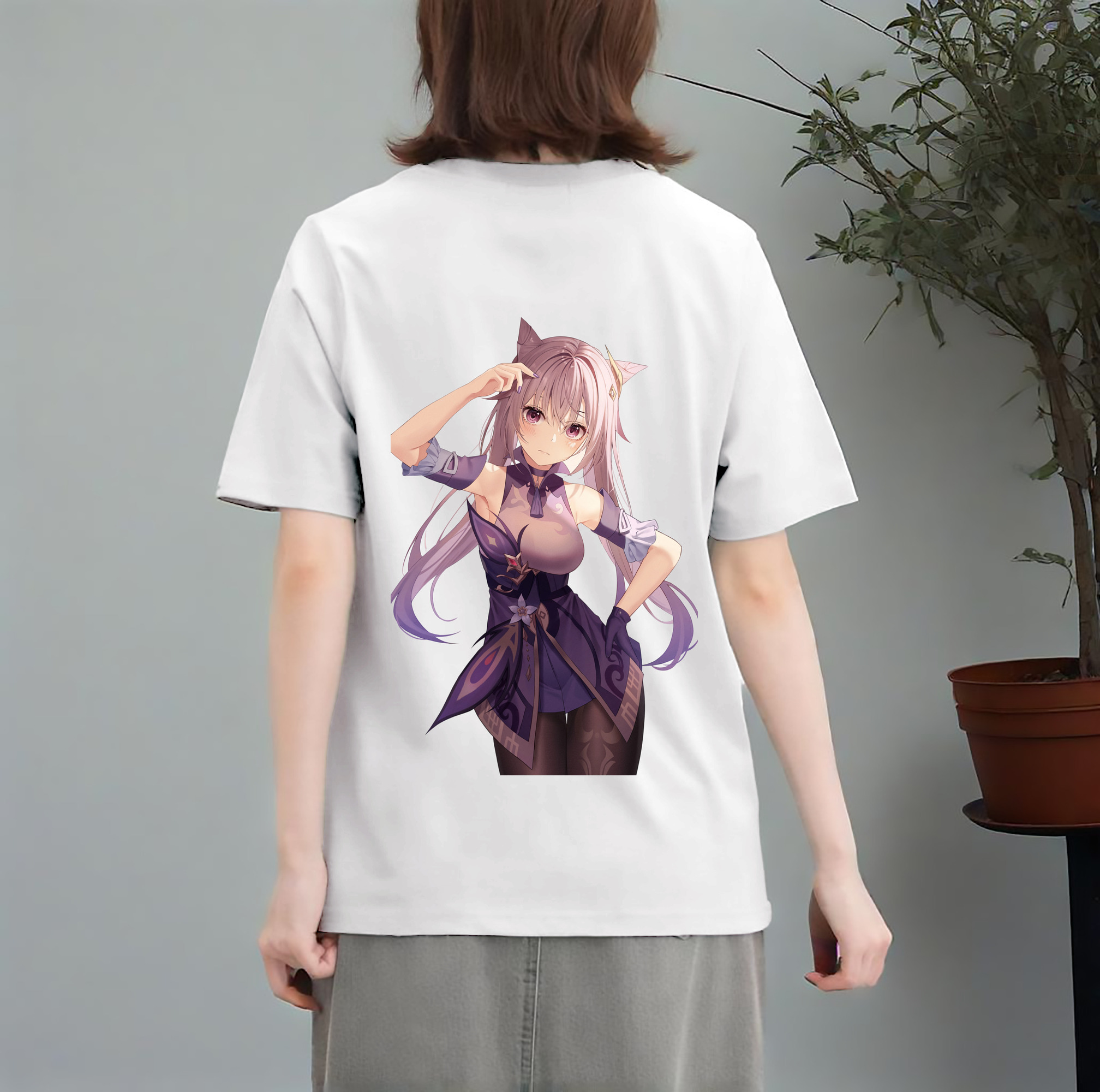 げんし神 刻晴 こくせい genshin Kokusei レディース半袖Tシャツ(バックプリント)