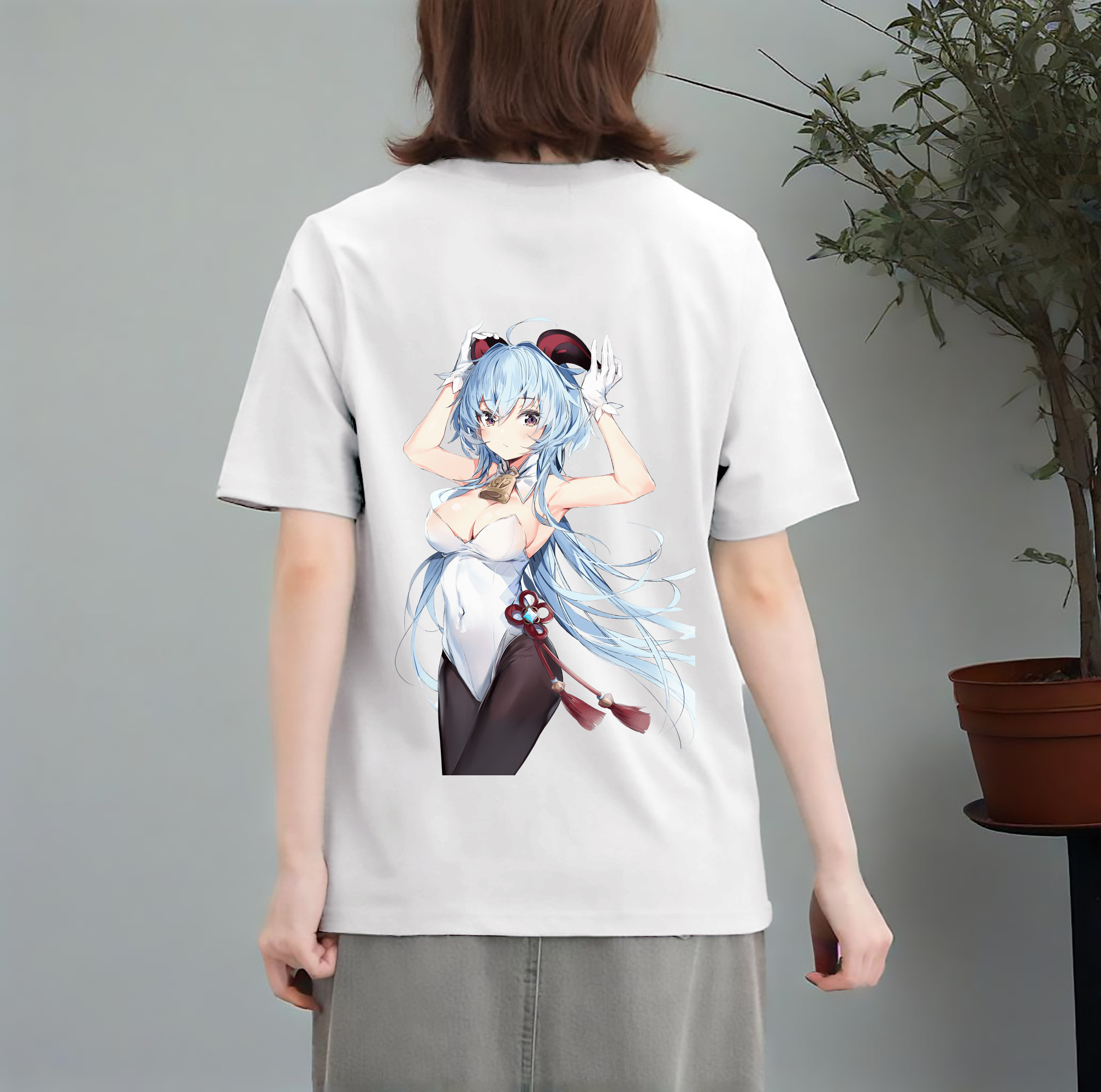 げんし神 甘雨 かんう genshin Ganyu レディース半袖Tシャツ(バックプリント)