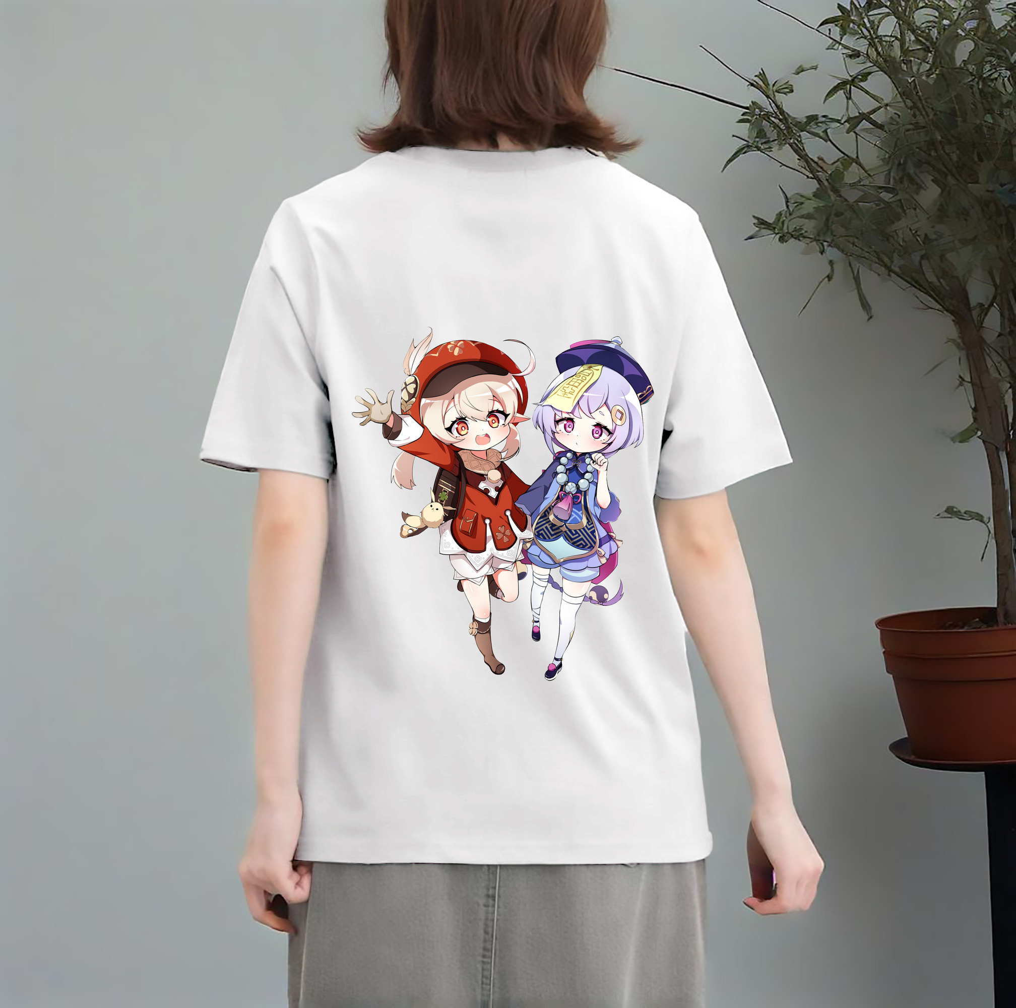 げんし神 七七 なな  genshin Nana レディース半袖Tシャツ(バックプリント)