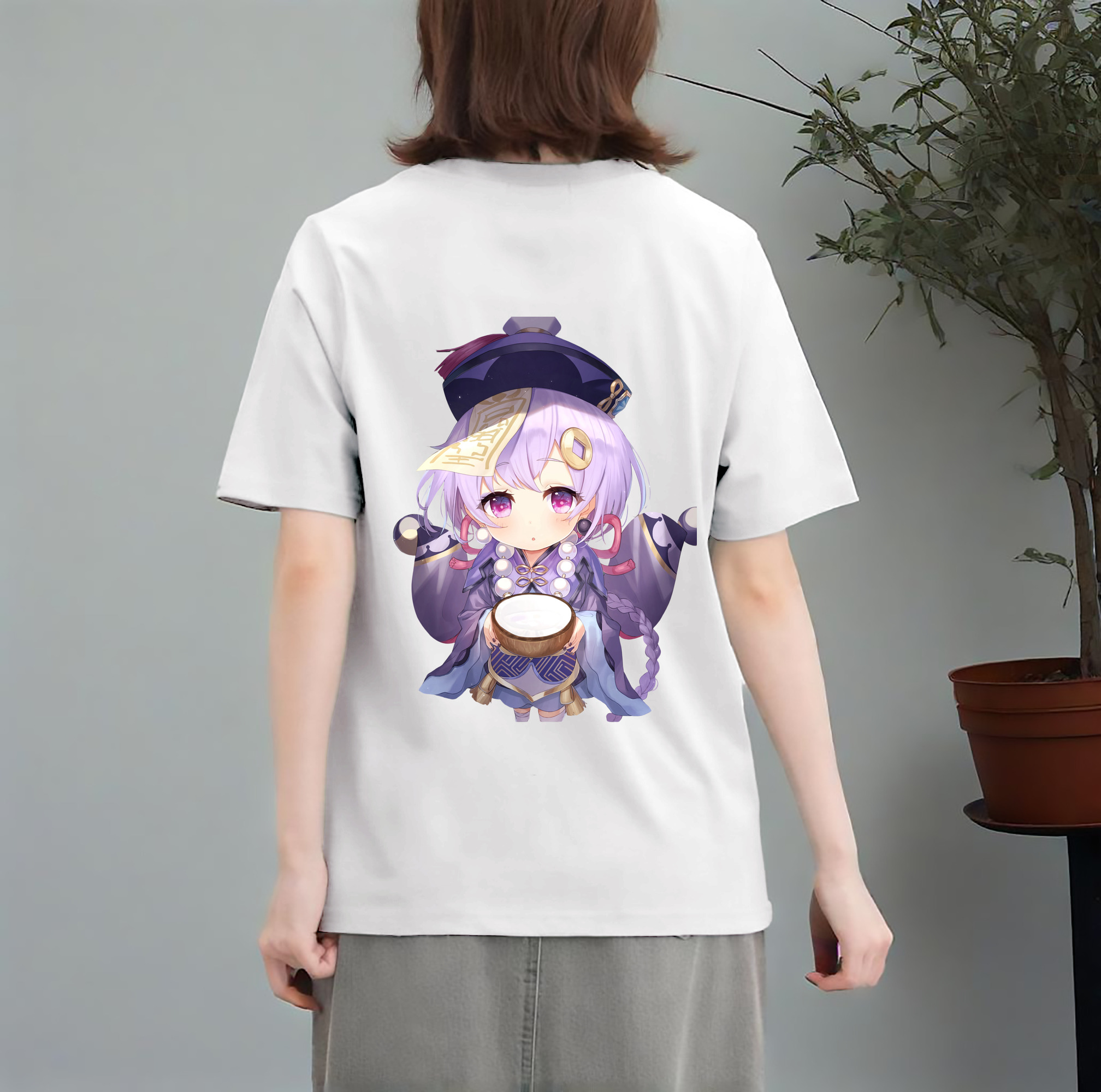 げんし神 七七 なな  genshin Nana レディース半袖Tシャツ(バックプリント)