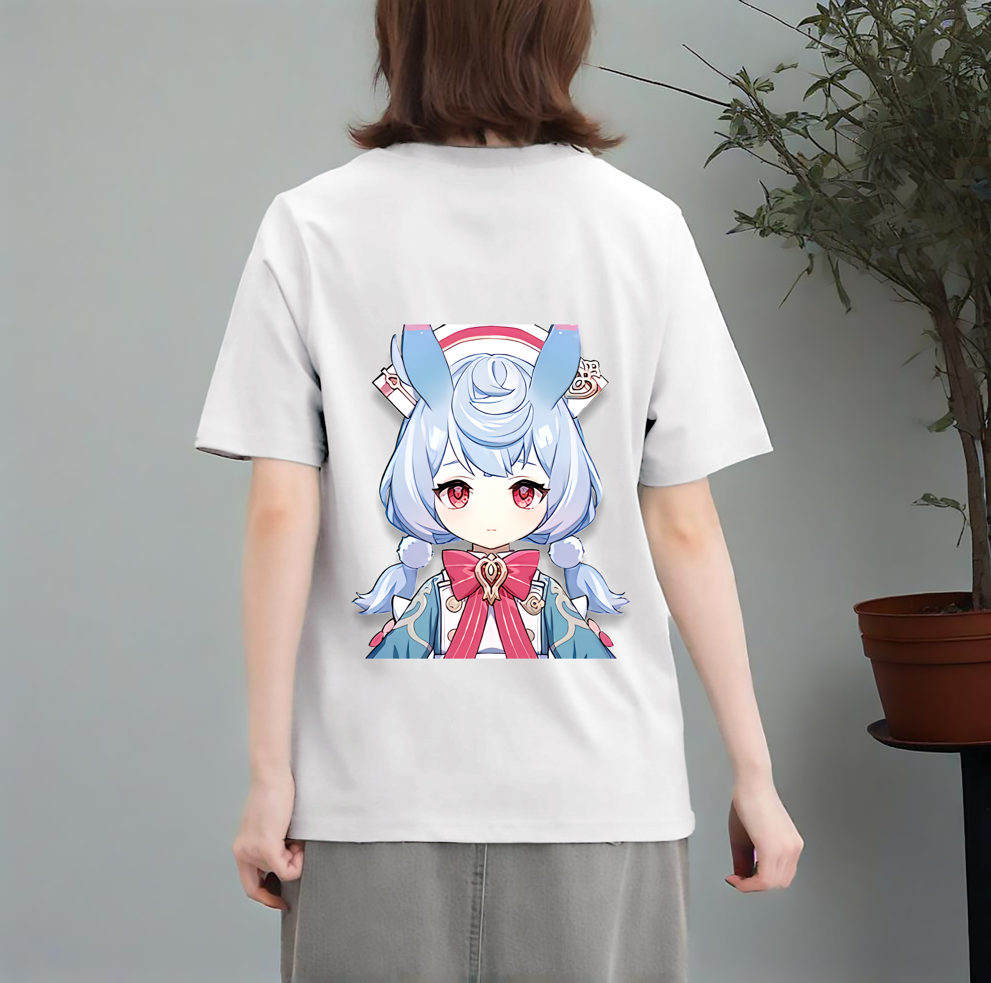 げんし神 シゲウィン genshin Shigewin レディース半袖Tシャツ(バックプリント)