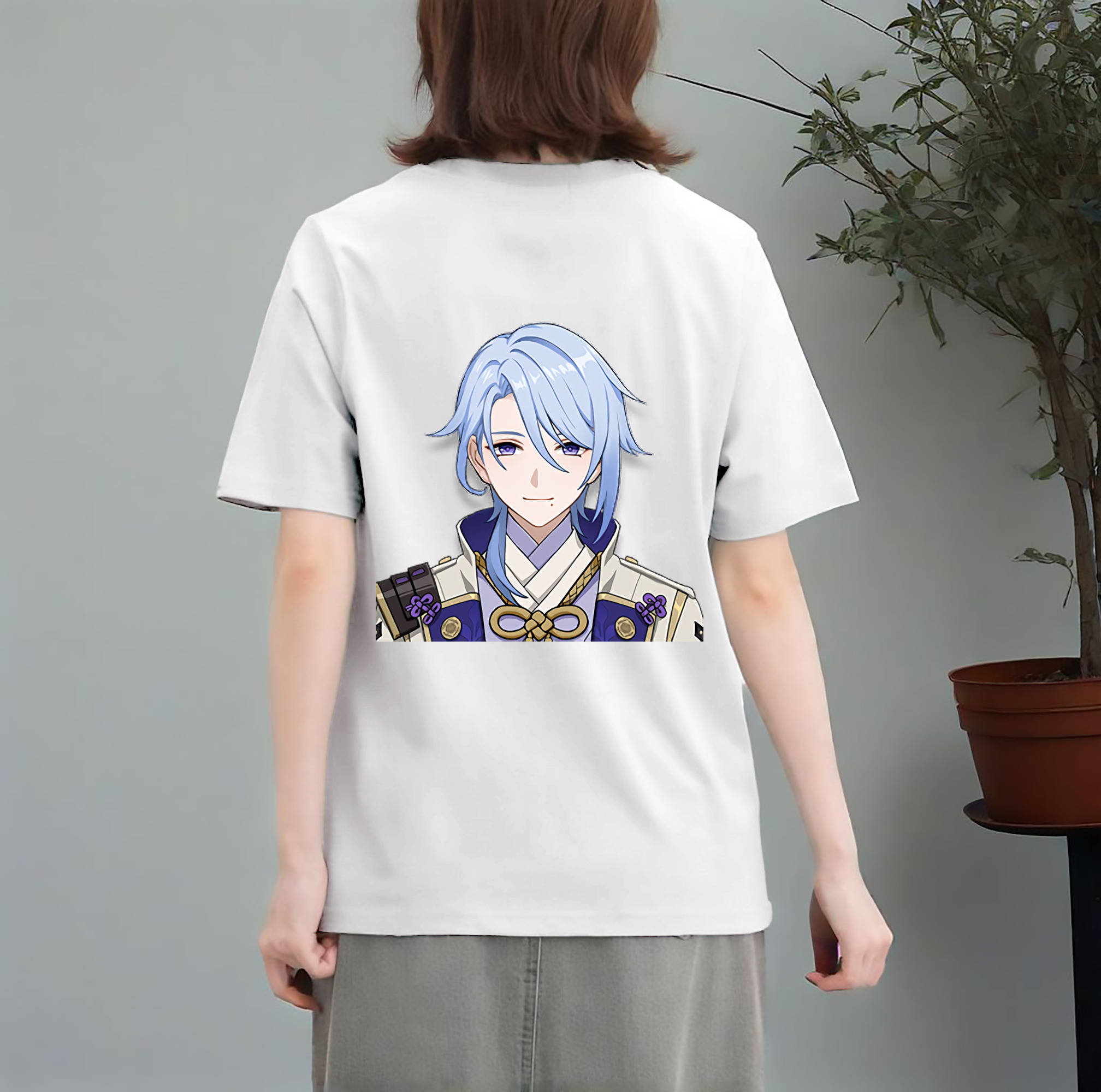 げんし神 神里綾人 かみさとあやと genshin Kamisato Ayato レディース半袖Tシャツ(バックプリント)