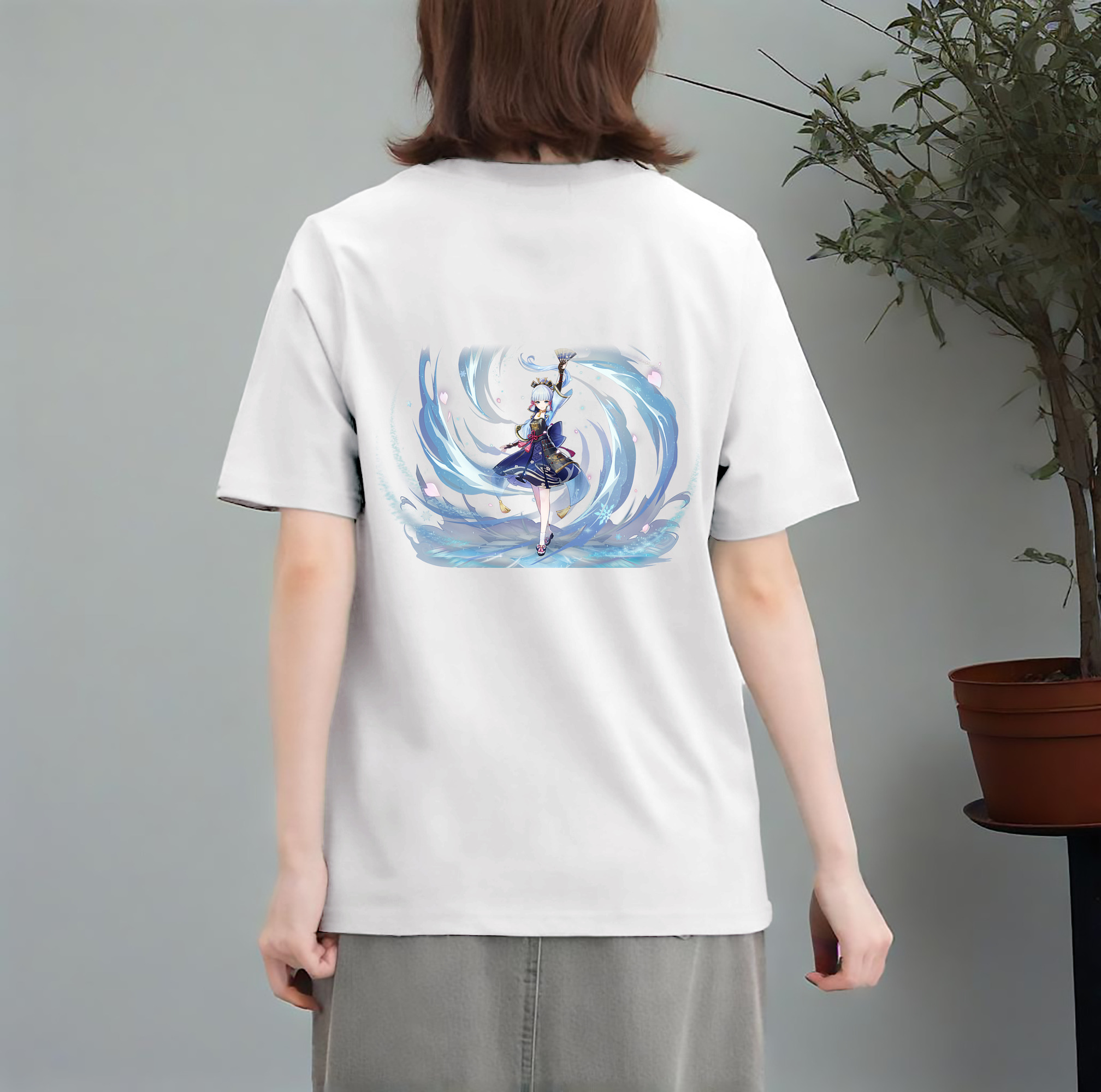 げんし神 神里綾華 神宮寺レン genshin Kamimiya Ren レディース半袖Tシャツ(バックプリント)