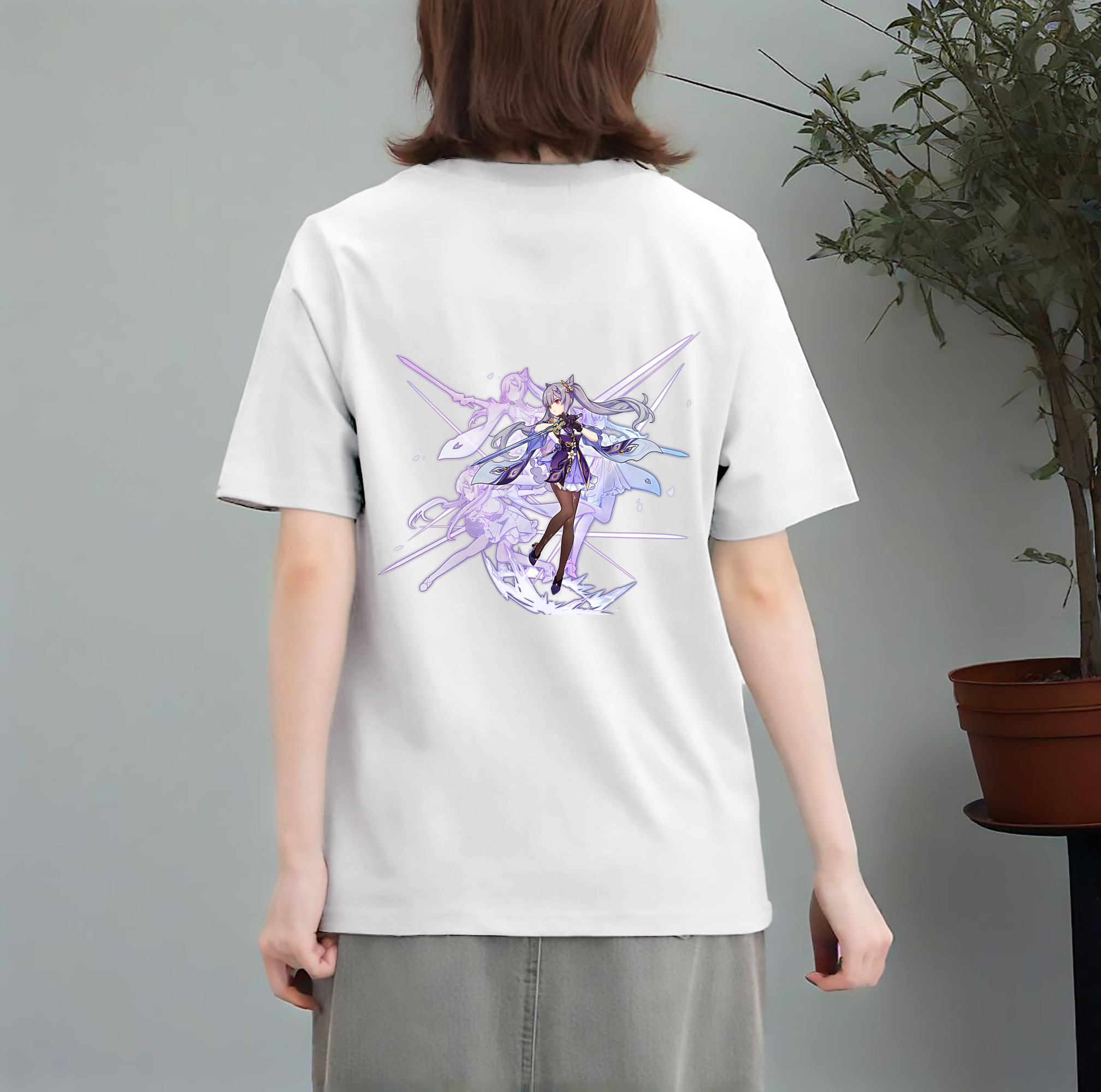 げんし神 刻晴 こくせい genshin Kokusei レディース半袖Tシャツ(バックプリント)