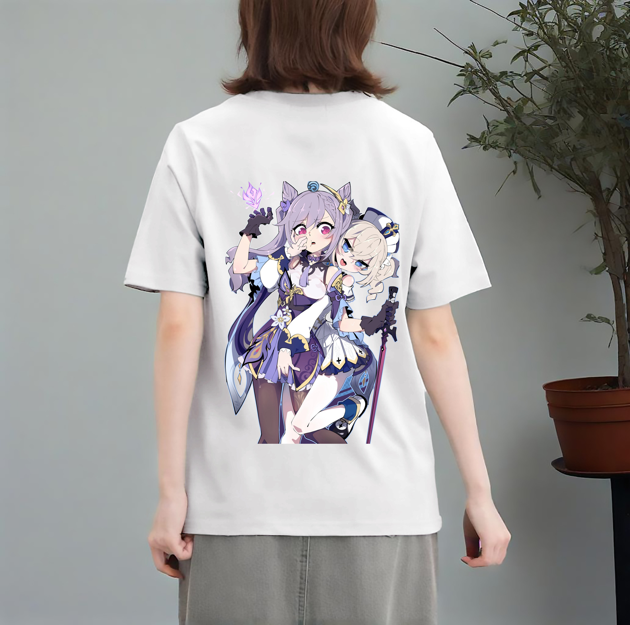 げんし神 刻晴 こくせい genshin Kokusei レディース半袖Tシャツ(バックプリント)