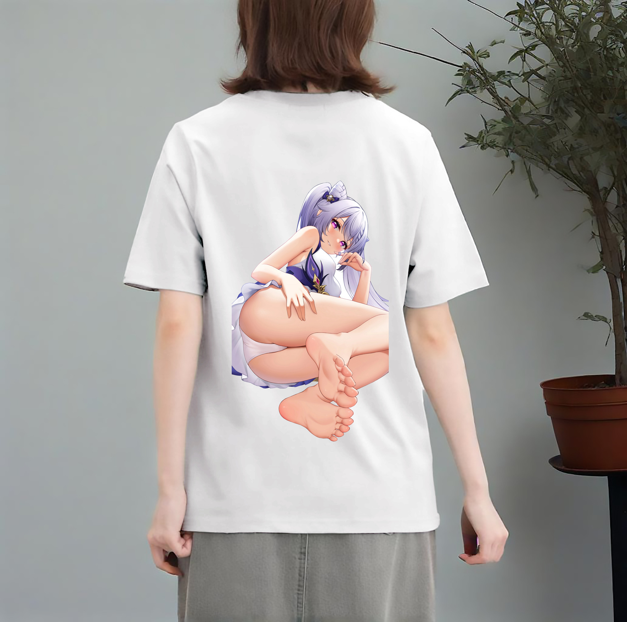 げんし神 刻晴 こくせい genshin Kokusei レディース半袖Tシャツ(バックプリント)