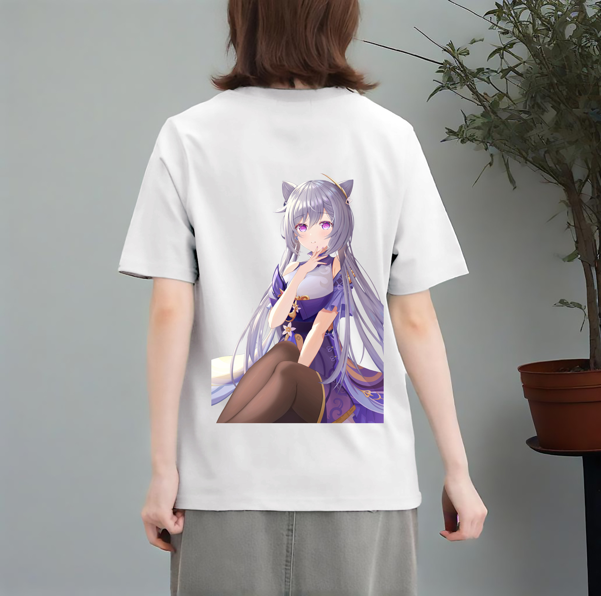 げんし神 刻晴 こくせい genshin Kokusei レディース半袖Tシャツ(バックプリント)