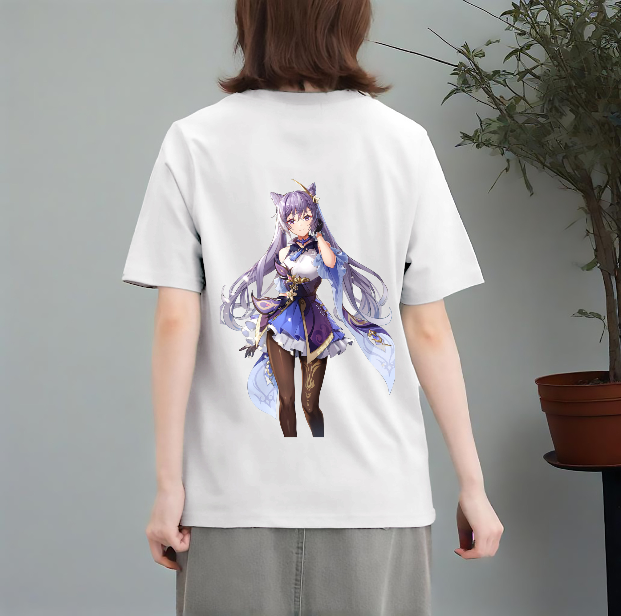 げんし神 刻晴 こくせい genshin Kokusei レディース半袖Tシャツ(バックプリント)