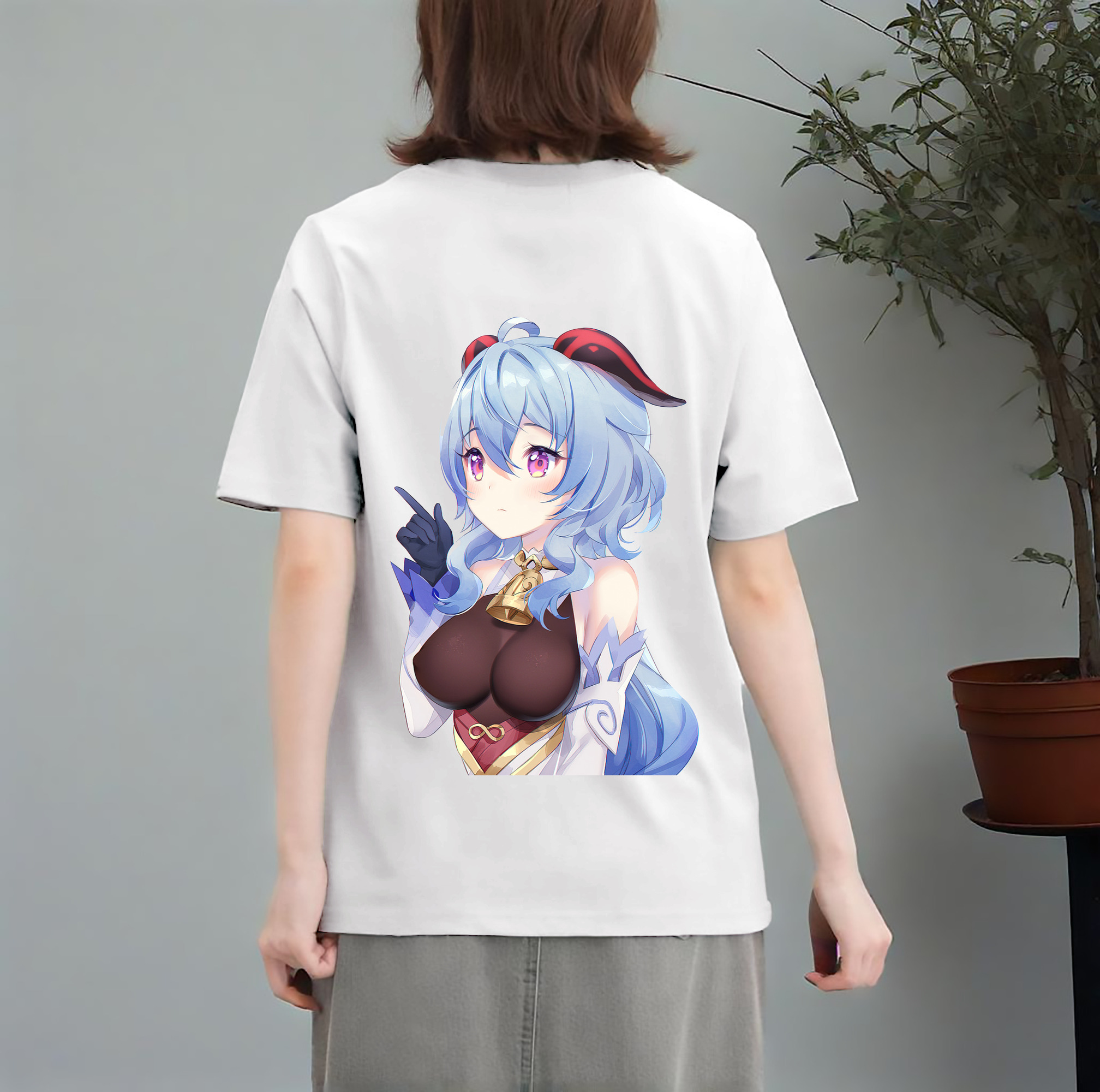 げんし神 甘雨 かんう genshin Ganyu レディース半袖Tシャツ(バックプリント)