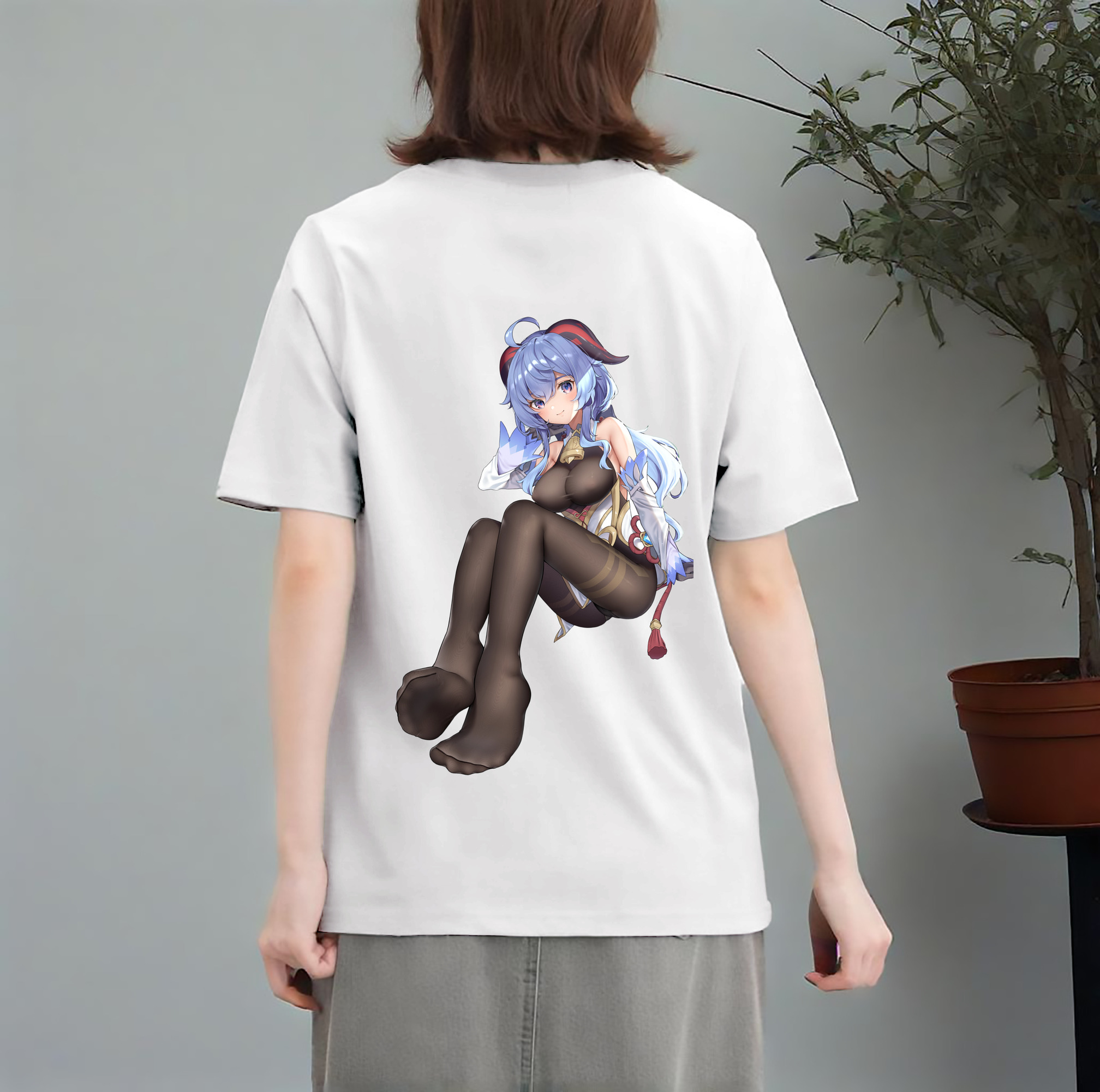 げんし神 甘雨 かんう genshin Ganyu レディース半袖Tシャツ(バックプリント)