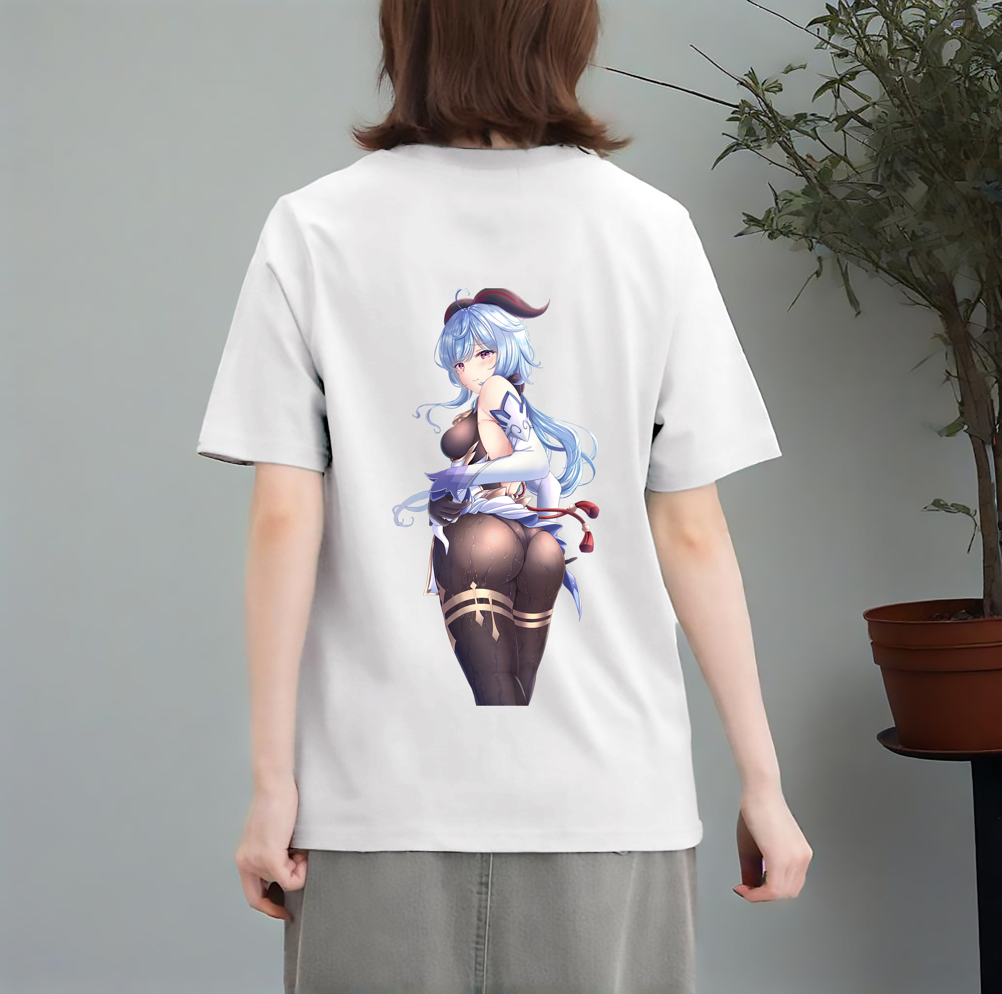 げんし神 甘雨 かんう genshin Ganyu レディース半袖Tシャツ(バックプリント)