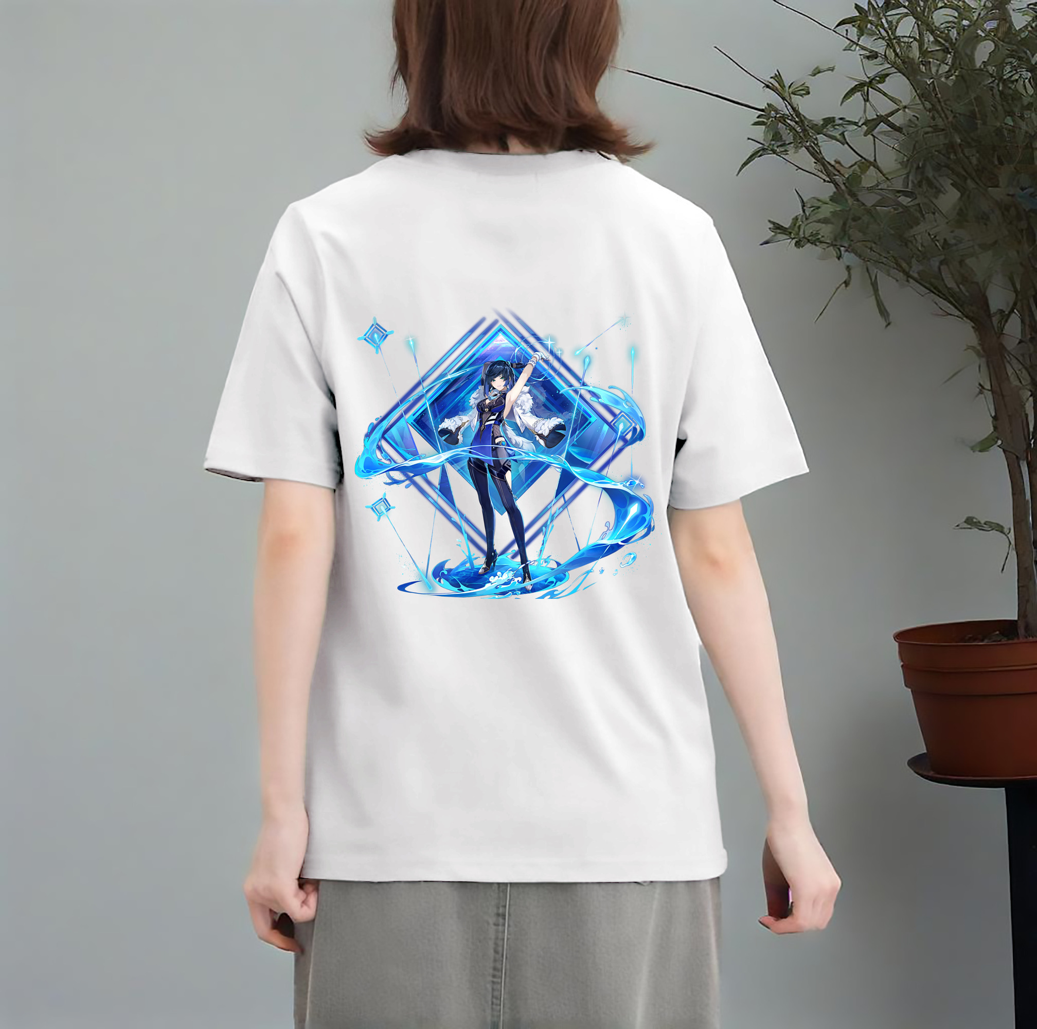 げんし神 夜兰 やらん genshin Yaran レディース半袖Tシャツ(バックプリント)
