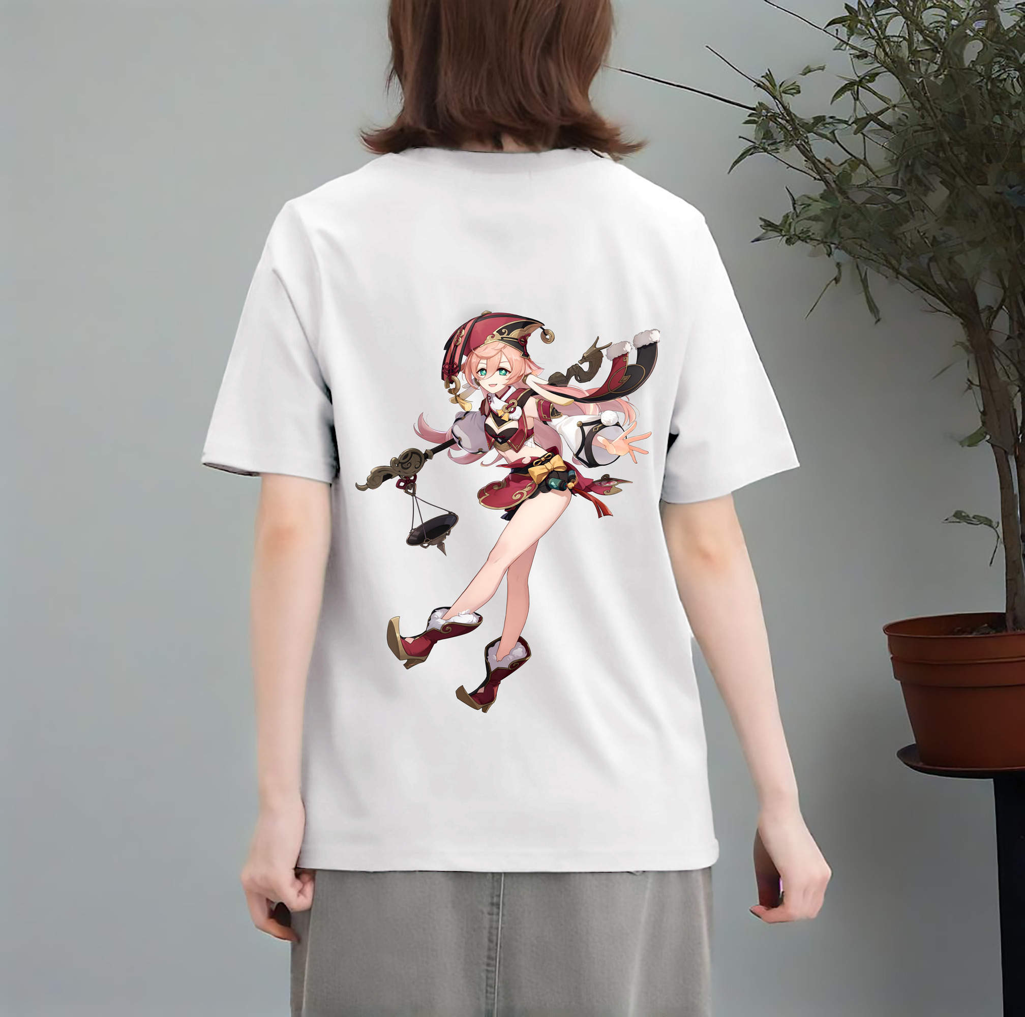 げんし神 ヤンフェイ genshin Yanfei レディース半袖Tシャツ(バックプリント)