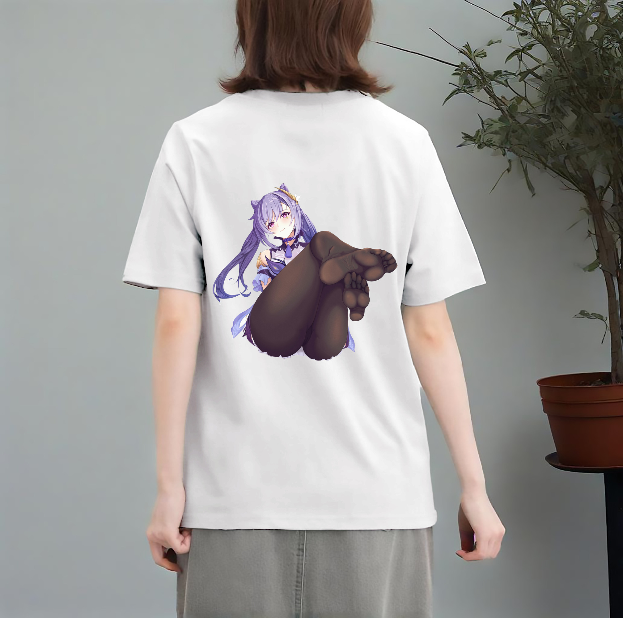 げんし神 刻晴 こくせい genshin Kokusei レディース半袖Tシャツ(バックプリント)