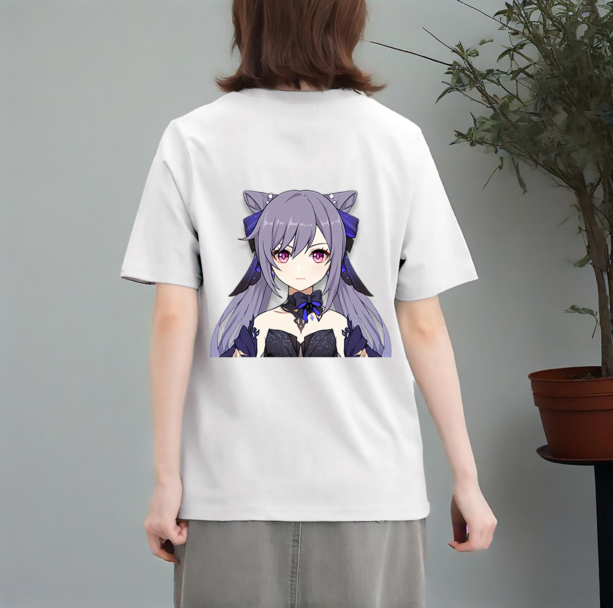 げんし神 刻晴 こくせい genshin Kokusei レディース半袖Tシャツ(バックプリント)