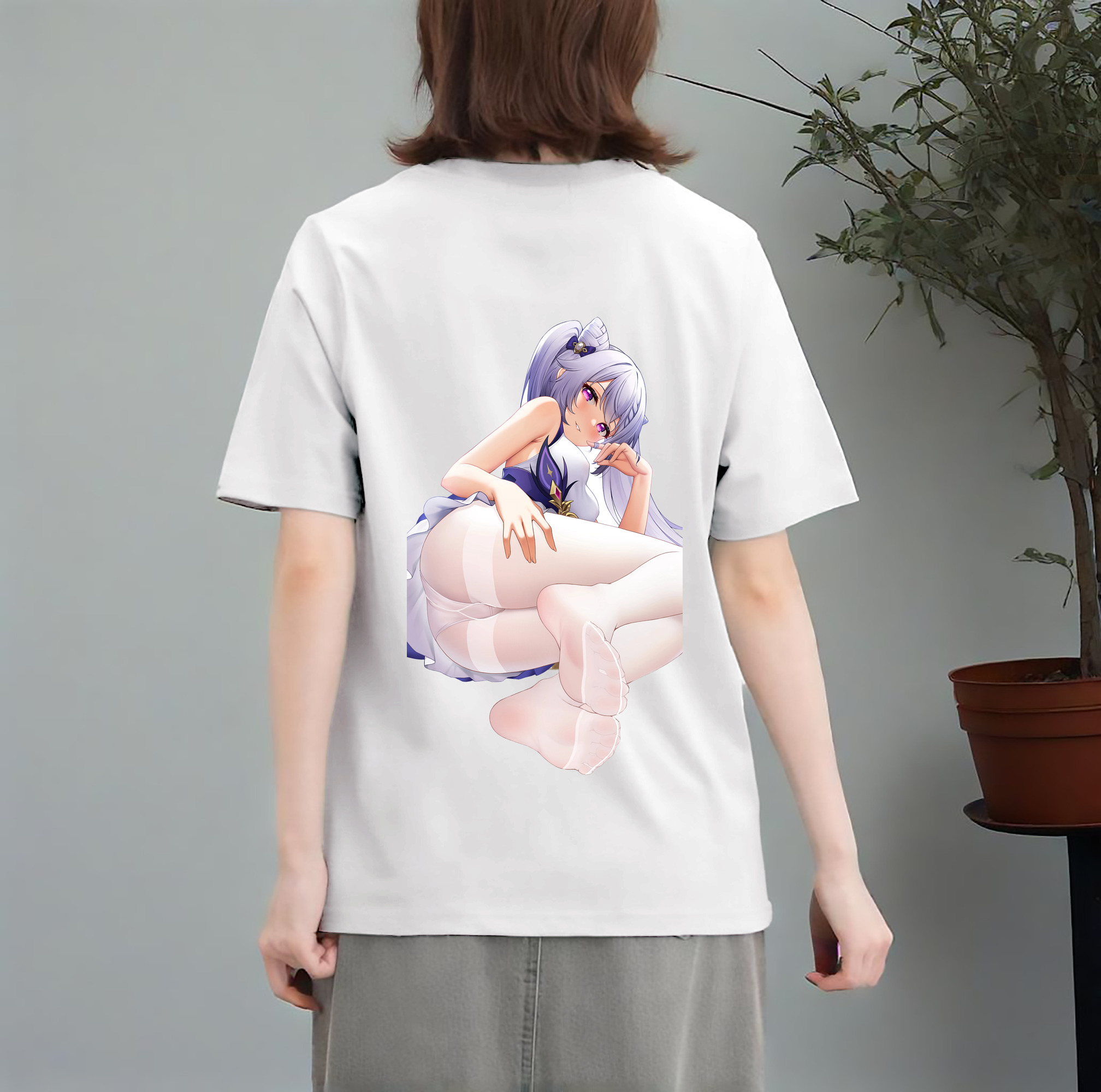 げんし神 刻晴 こくせい genshin Kokusei レディース半袖Tシャツ(バックプリント)