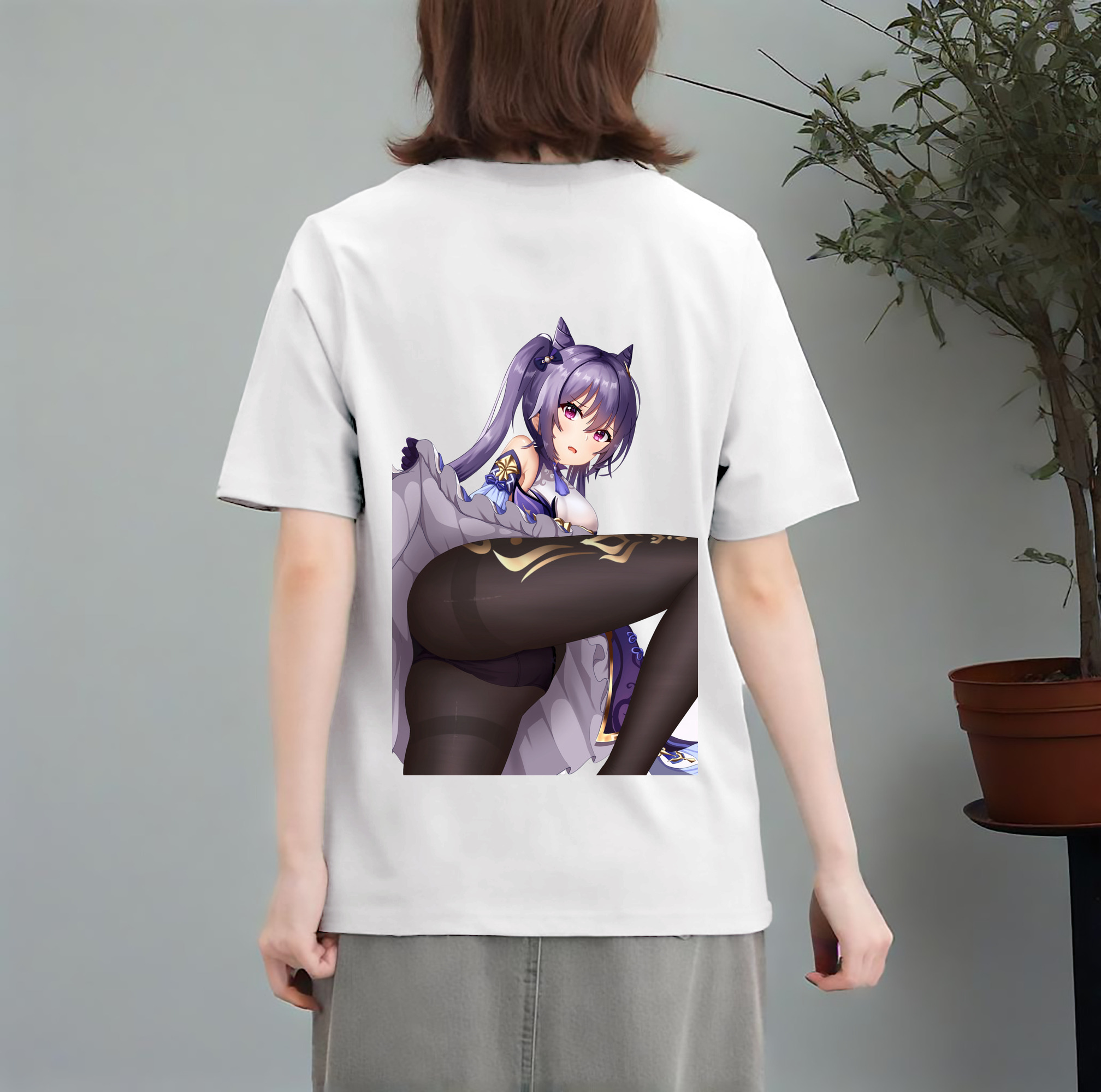 げんし神 刻晴 こくせい genshin Kokusei レディース半袖Tシャツ(バックプリント)