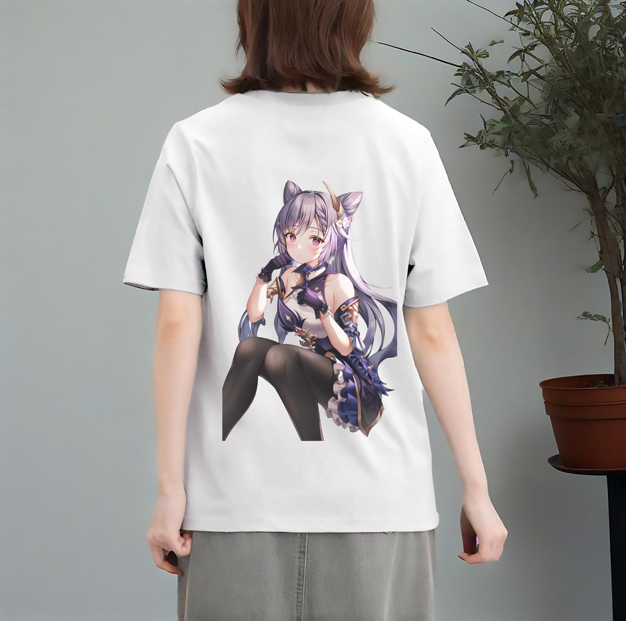 げんし神 刻晴 こくせい genshin Kokusei レディース半袖Tシャツ(バックプリント)