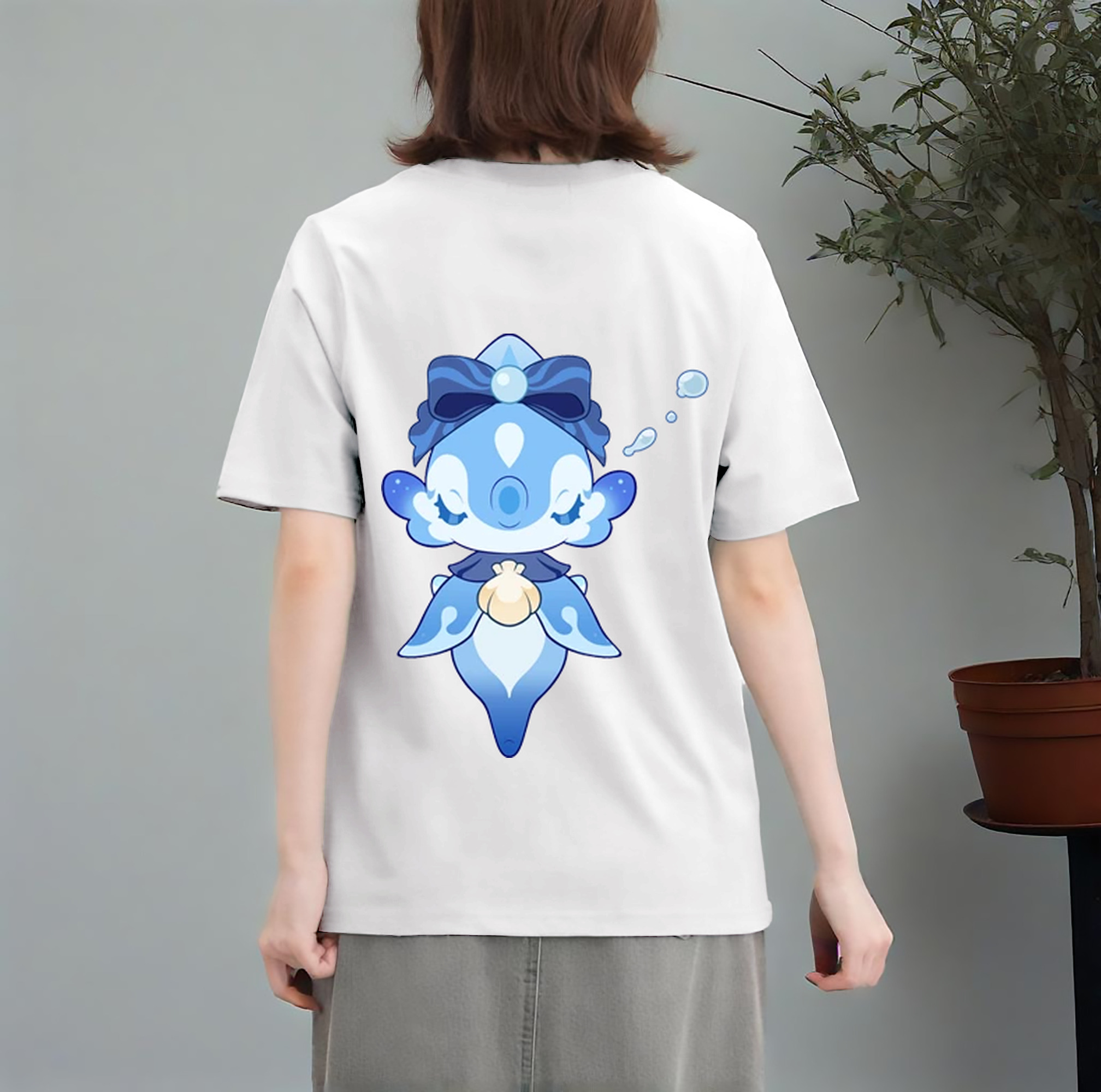 げんし神 フリーナ genshin Furina レディース半袖Tシャツ(バックプリント)