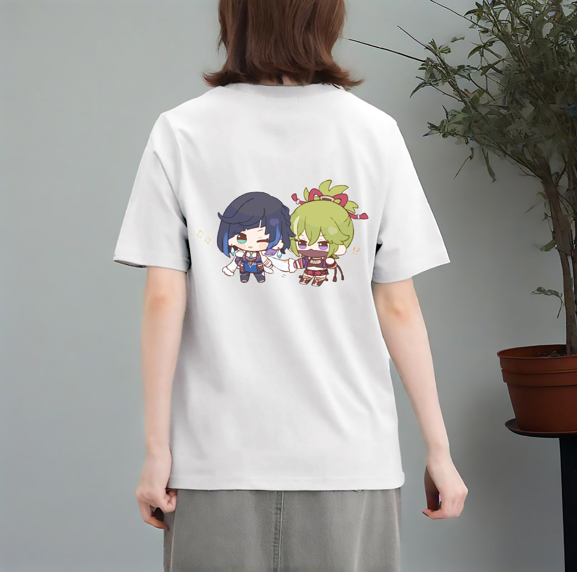 げんし神  久岐忍 くき しのぶ genshin Kuki Shinobu レディース半袖Tシャツ(バックプリント)