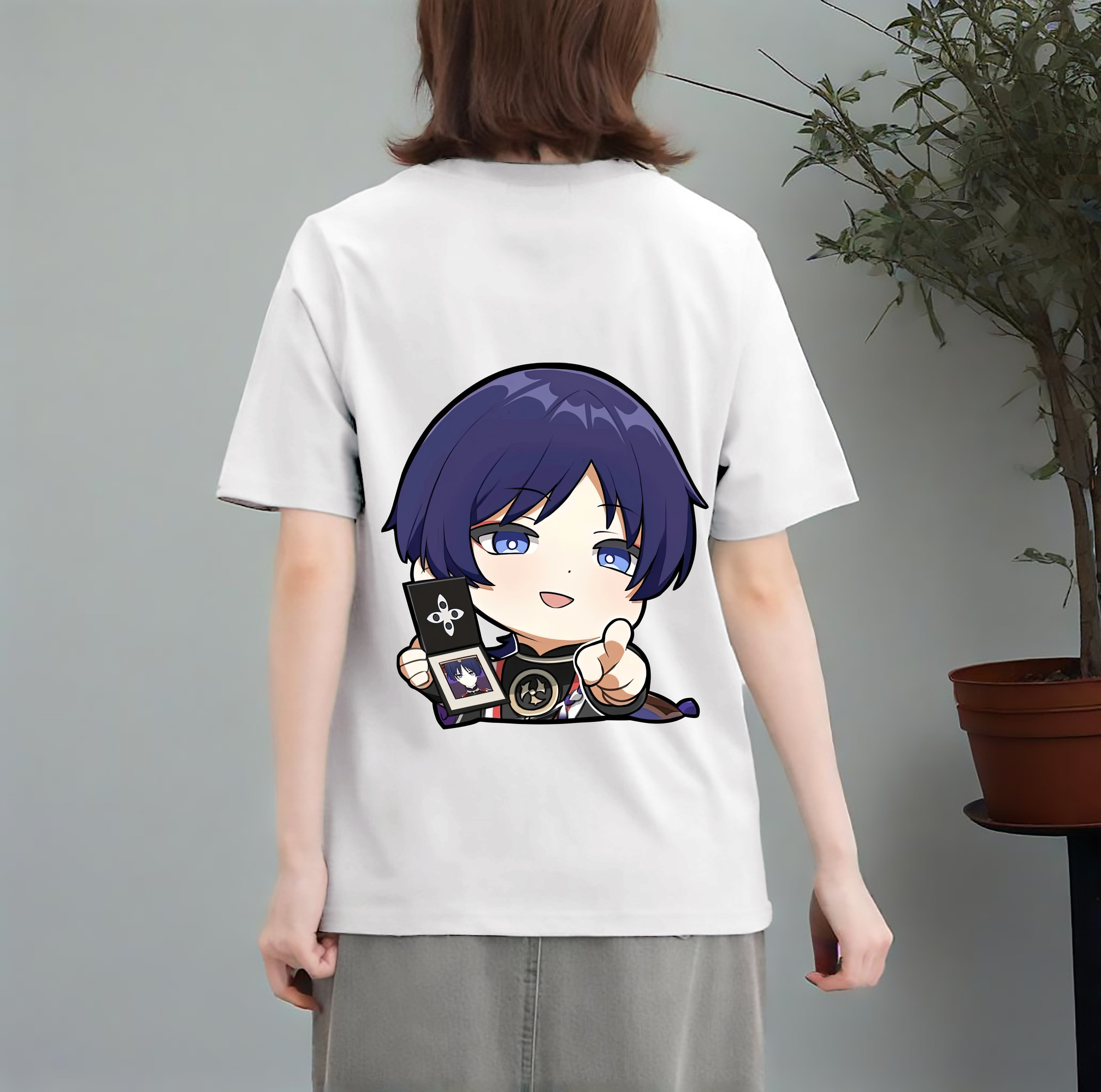 げんし神 さんペい genshin Sanpei レディース半袖Tシャツ(バックプリント)