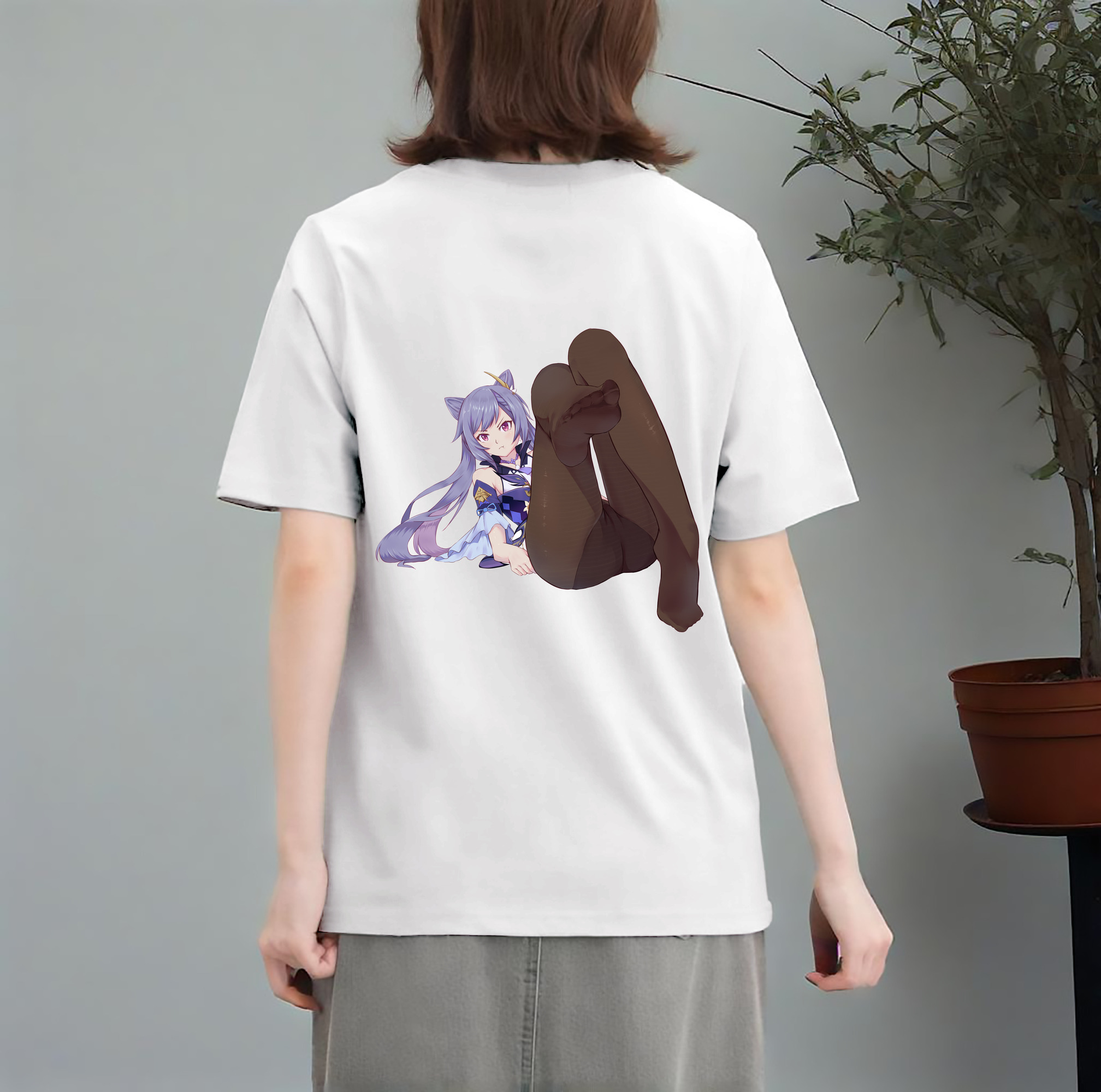 げんし神 刻晴 こくせい genshin Kokusei レディース半袖Tシャツ(バックプリント)