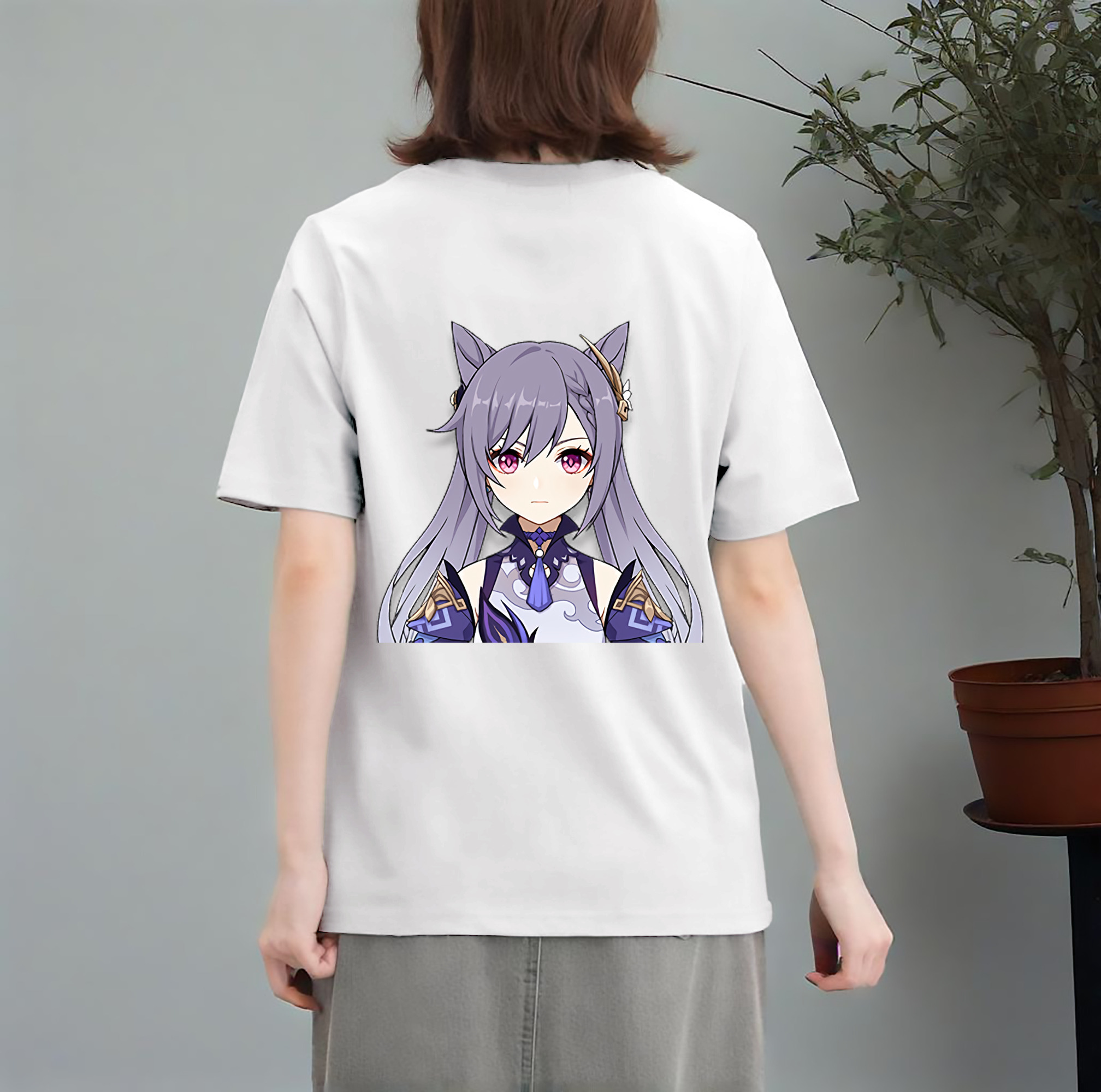 げんし神 刻晴 こくせい genshin Kokusei レディース半袖Tシャツ(バックプリント)