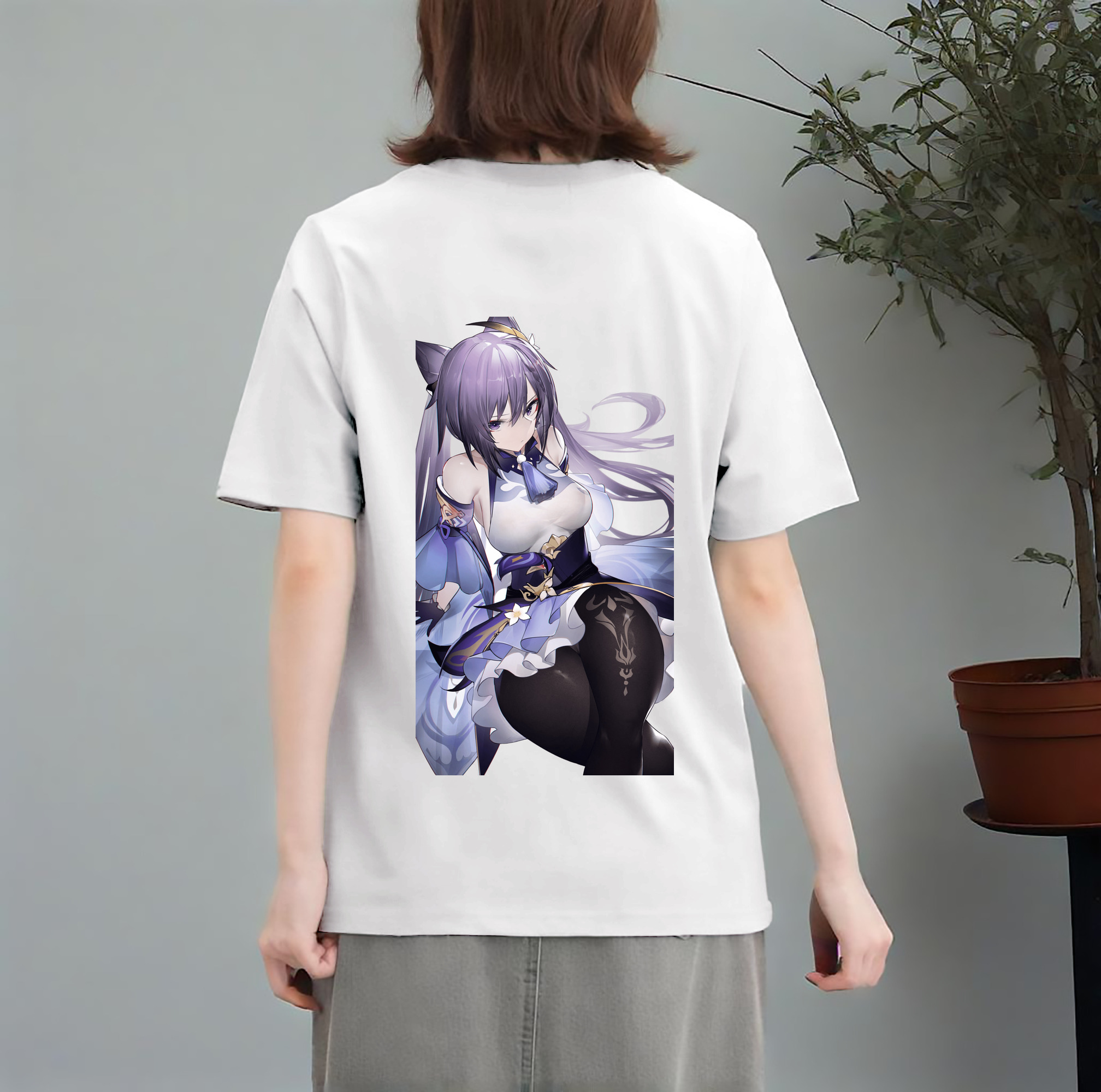 げんし神 刻晴 こくせい genshin Kokusei レディース半袖Tシャツ(バックプリント)