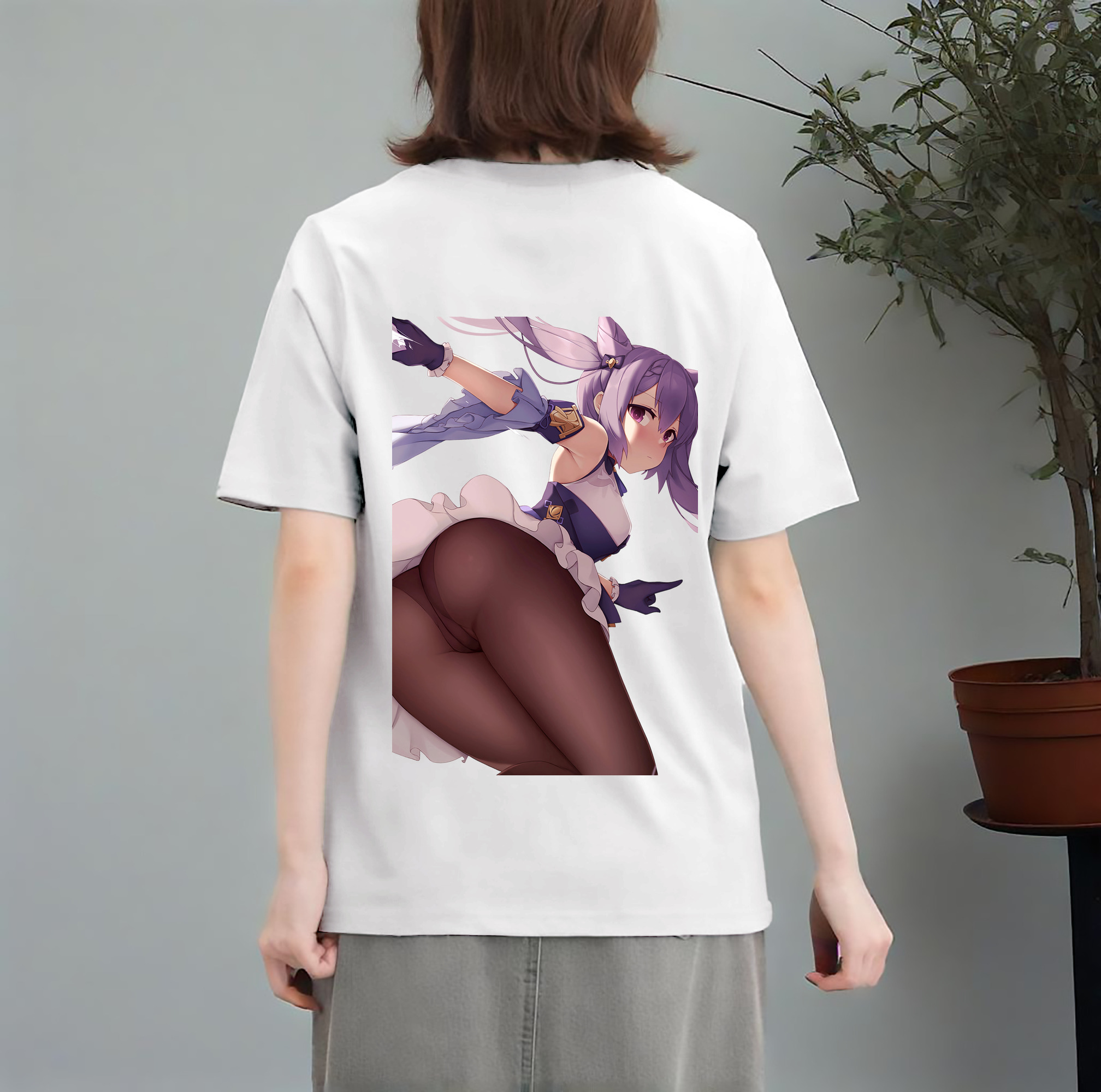 げんし神 刻晴 こくせい genshin Kokusei レディース半袖Tシャツ(バックプリント)