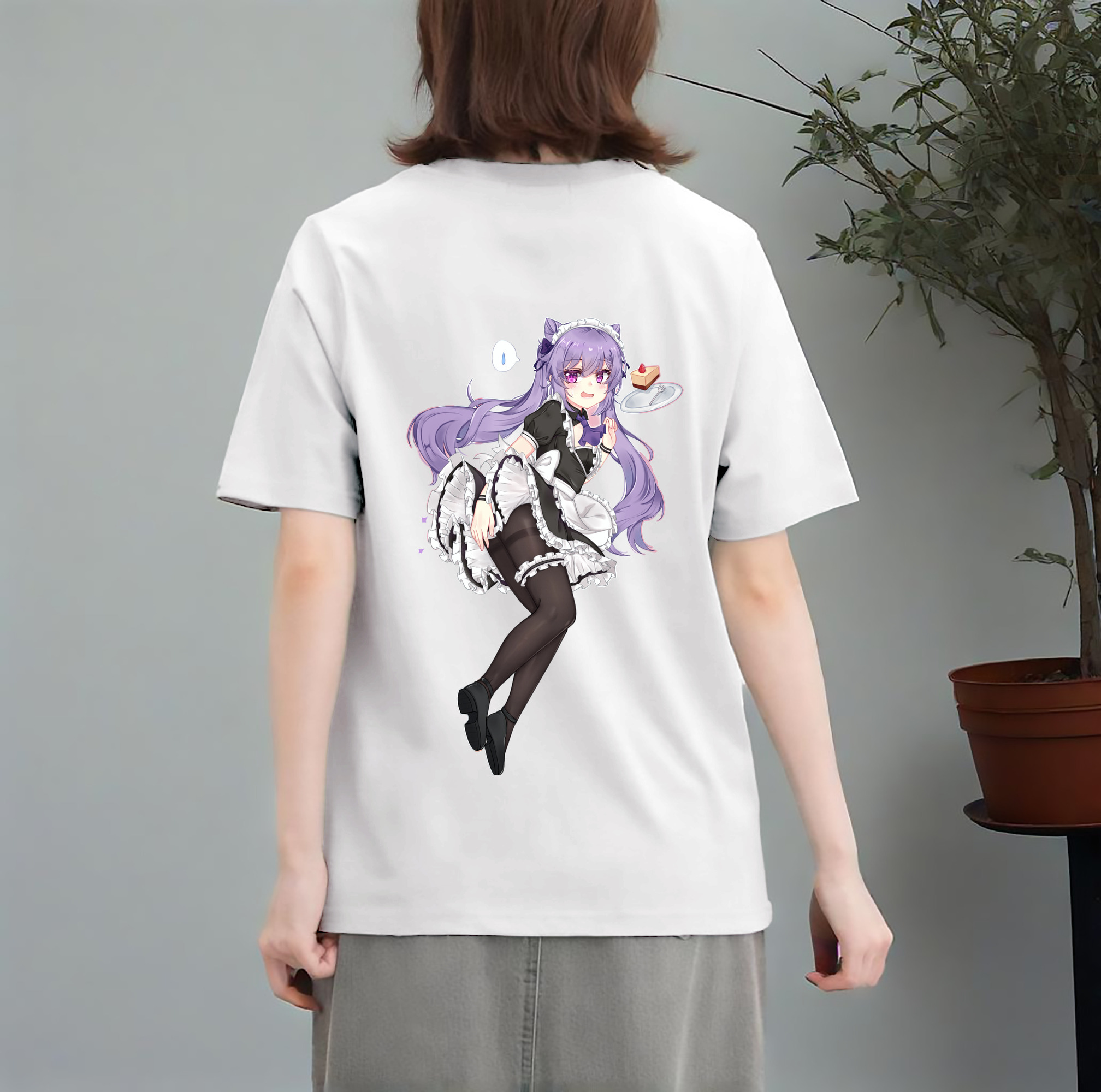 げんし神 刻晴 こくせい genshin Kokusei レディース半袖Tシャツ(バックプリント)