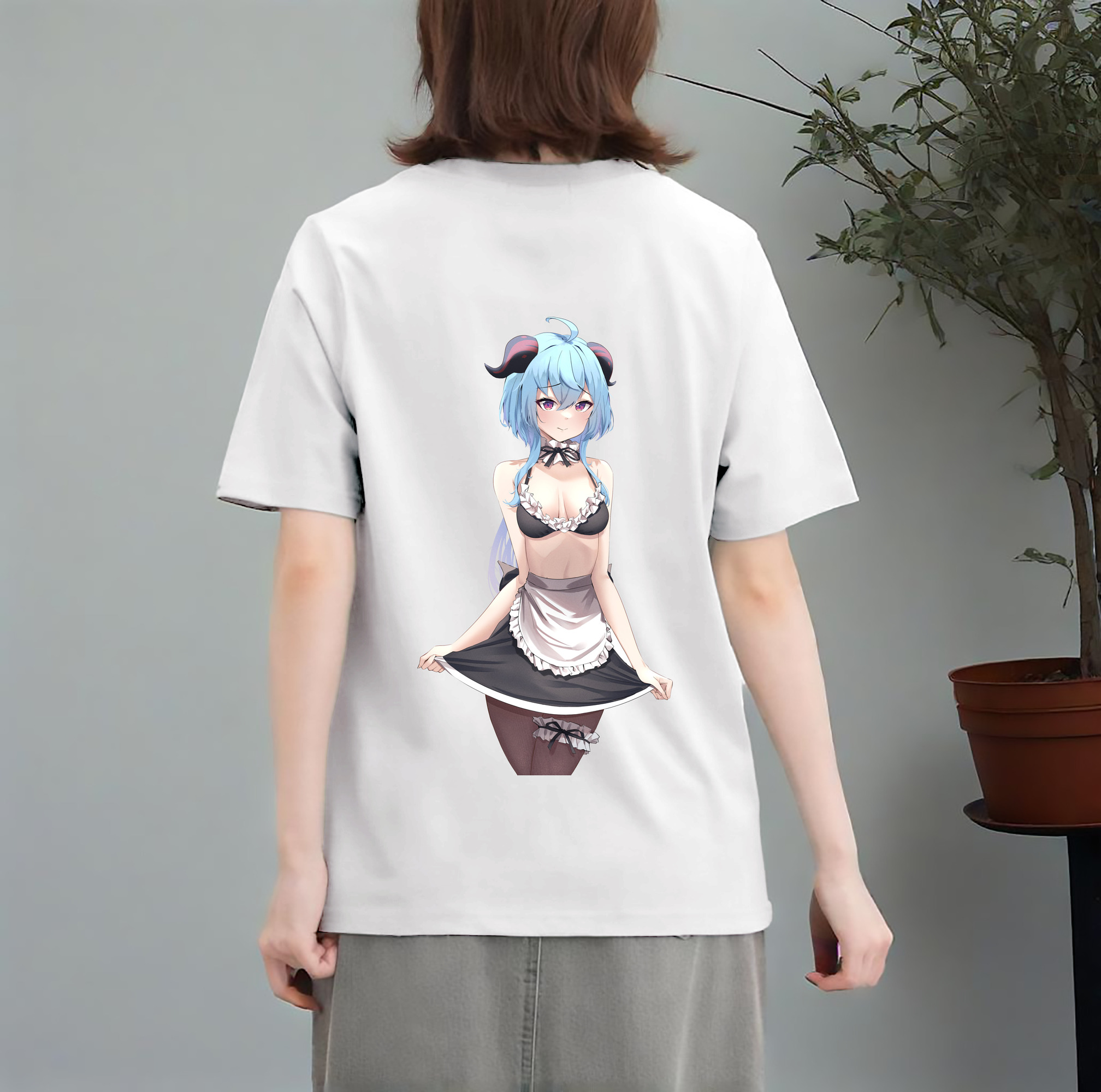 げんし神 甘雨 かんう genshin Ganyu レディース半袖Tシャツ(バックプリント)