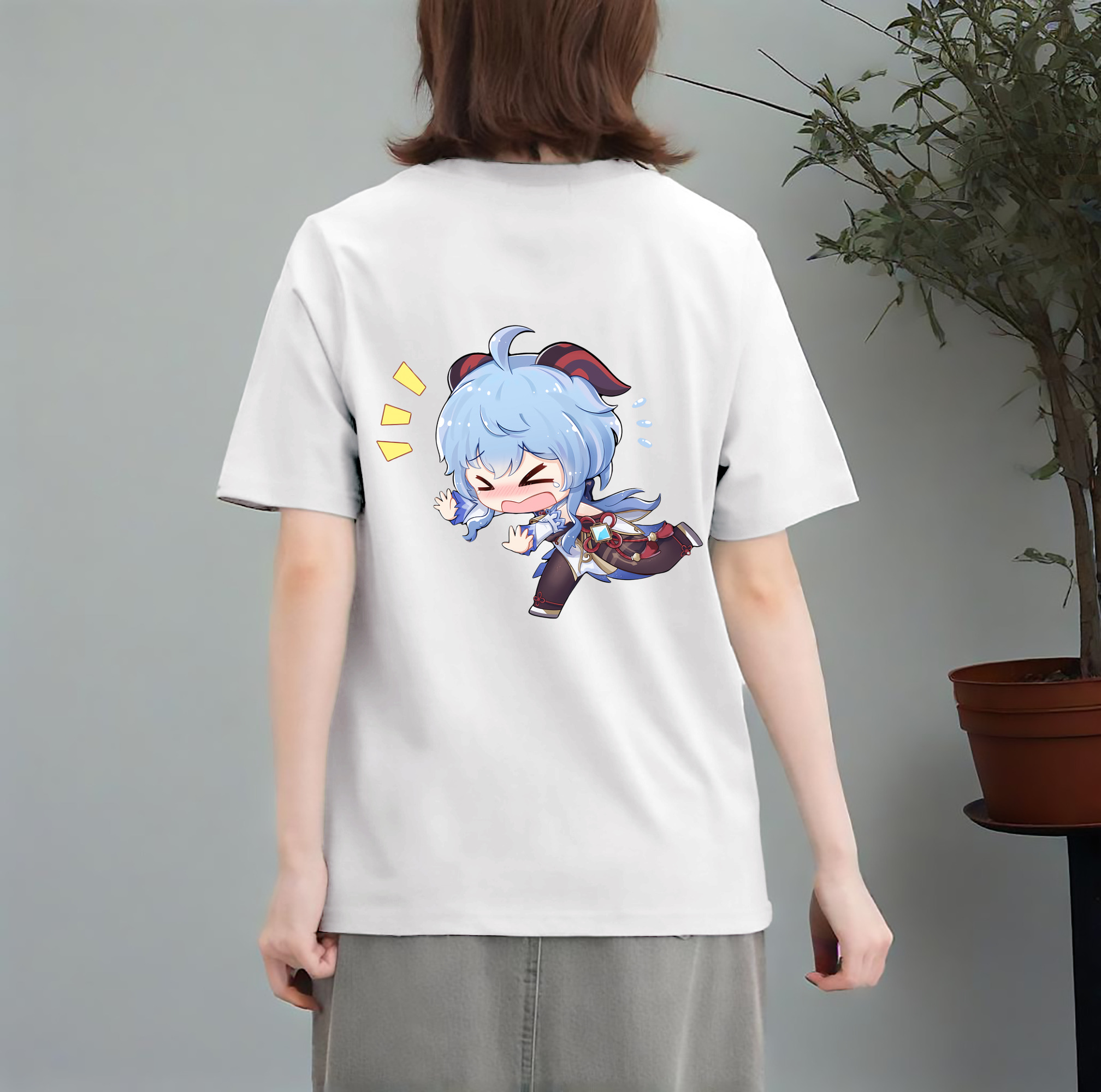 げんし神 甘雨 かんう genshin Ganyu レディース半袖Tシャツ(バックプリント)