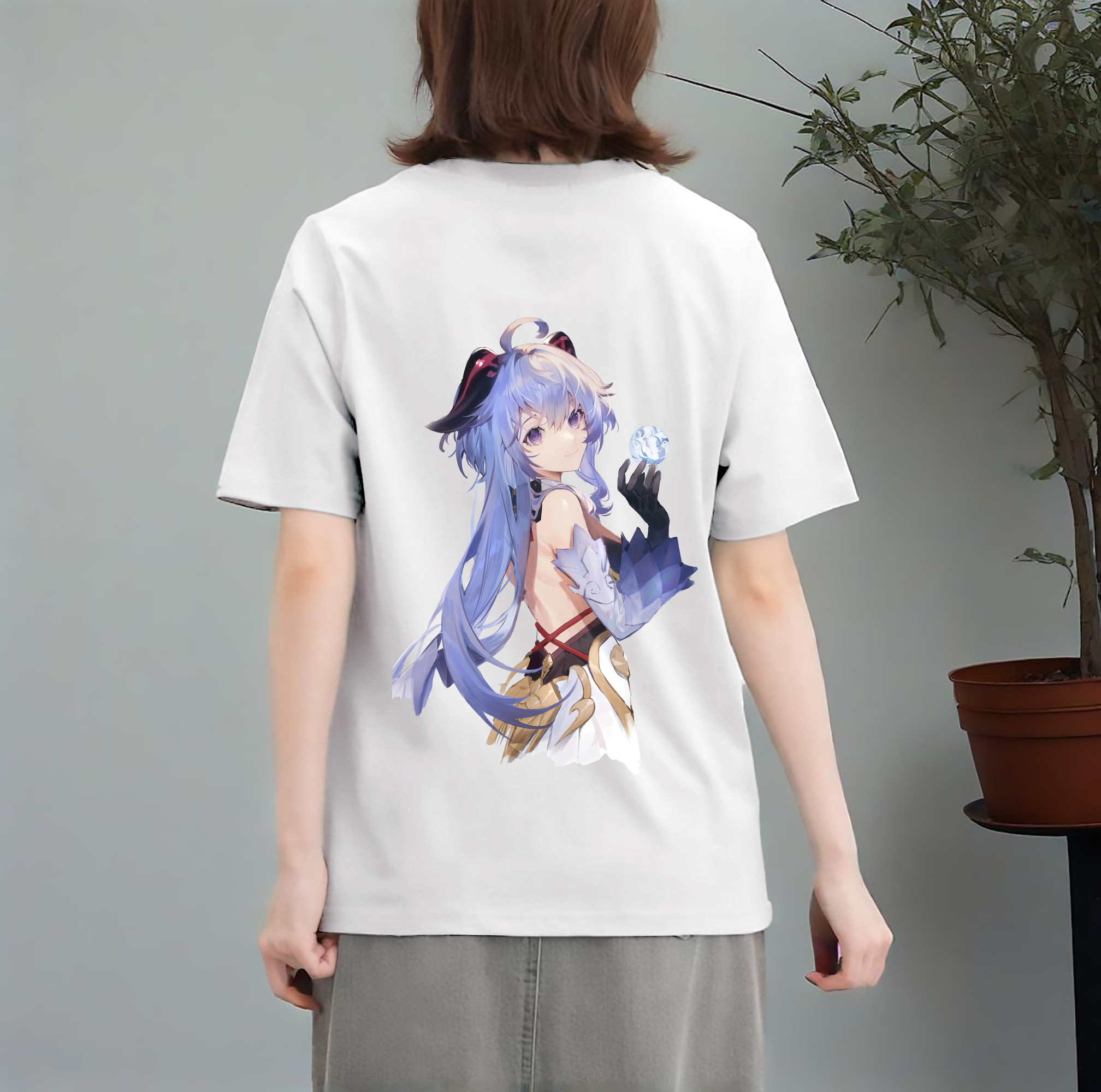 げんし神 甘雨 かんう genshin Ganyu レディース半袖Tシャツ(バックプリント)