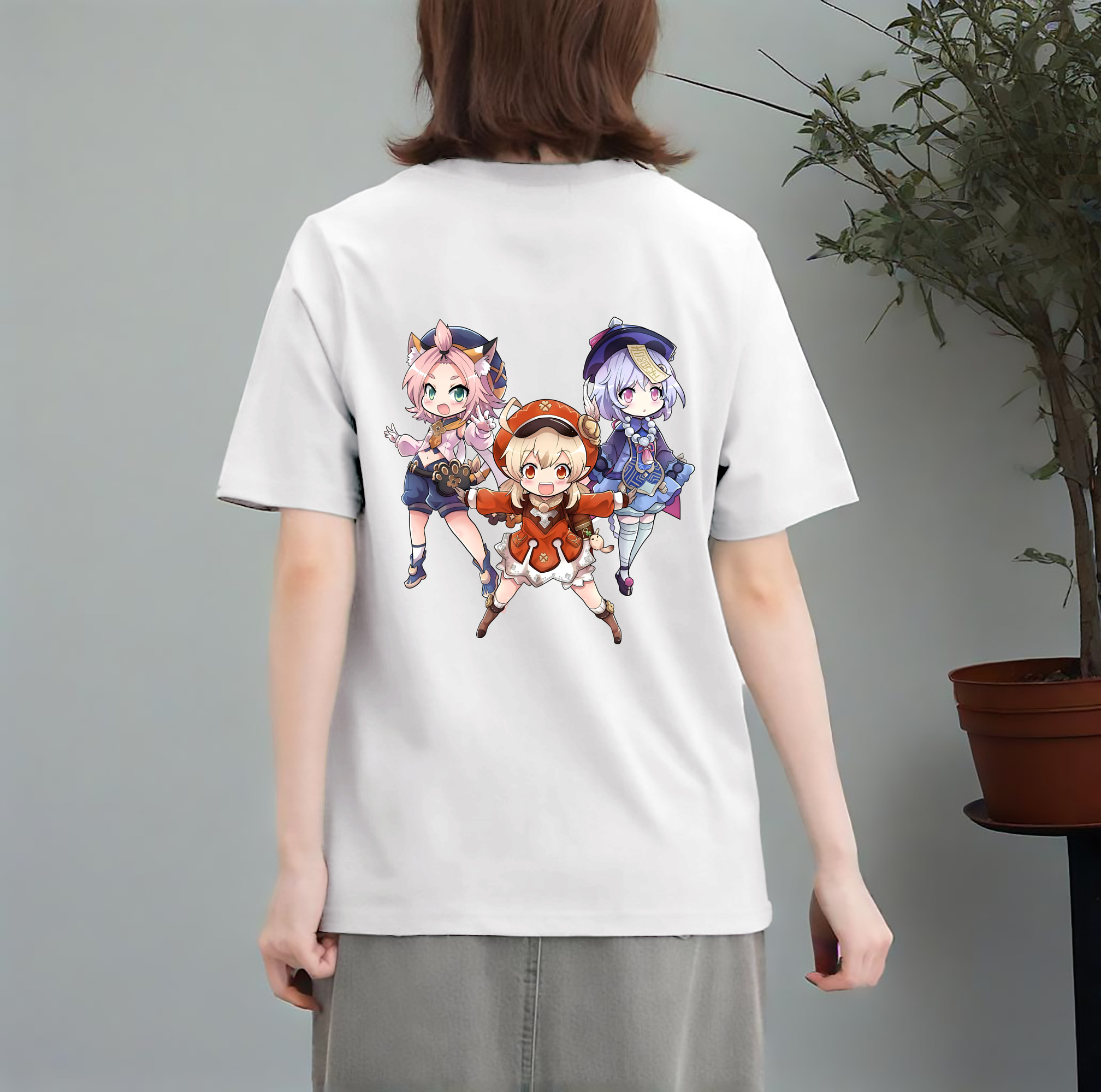 げんし神 七七 なな  genshin Nana レディース半袖Tシャツ(バックプリント)