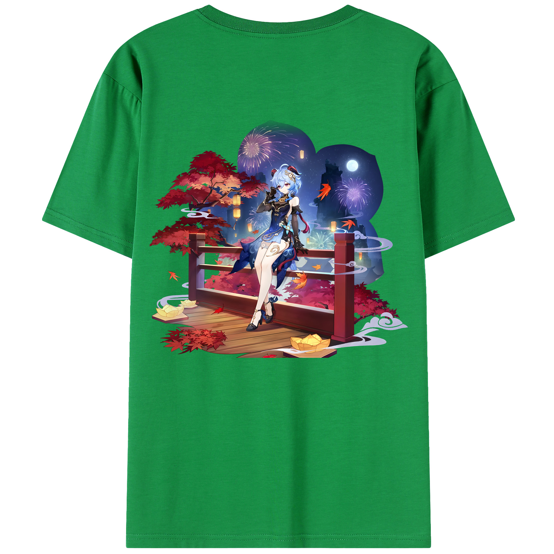 げんし神 甘雨 かんう genshin Ganyu レディース半袖Tシャツ(バックプリント)