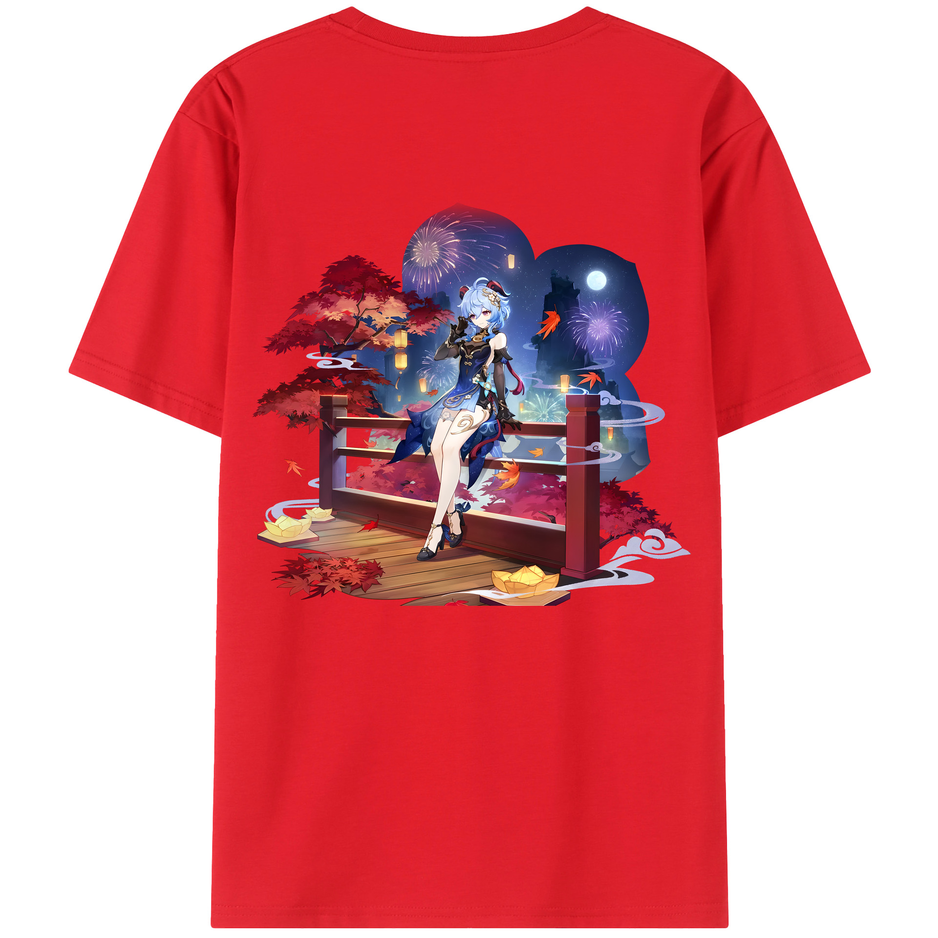 げんし神 甘雨 かんう genshin Ganyu レディース半袖Tシャツ(バックプリント)