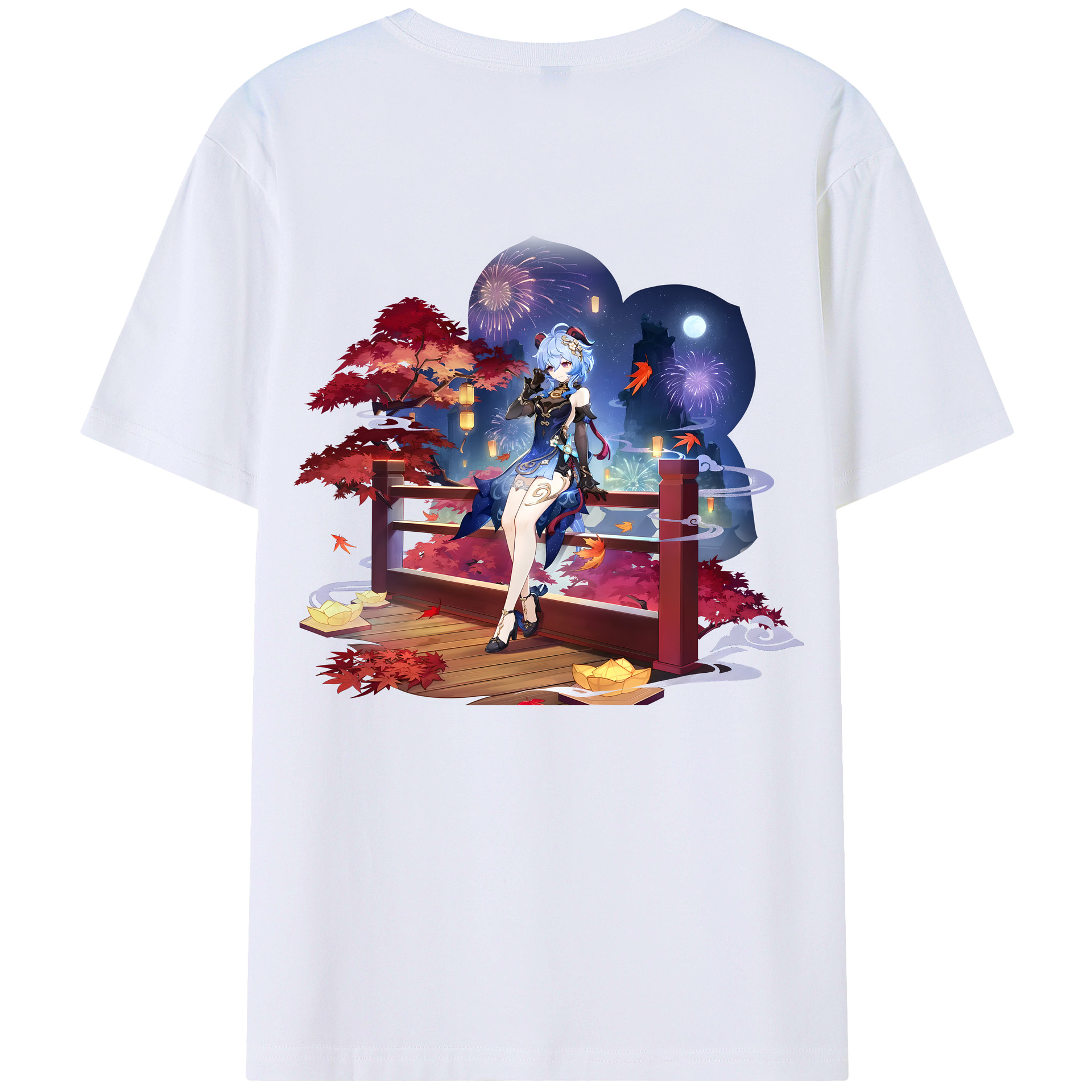 げんし神 甘雨 かんう genshin Ganyu レディース半袖Tシャツ(バックプリント)