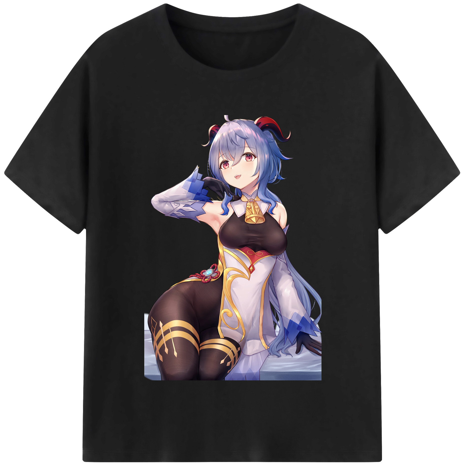 げんし神 甘雨 かんう genshin Ganyu レディースカジュアルプリントTシャツ（綿100％）