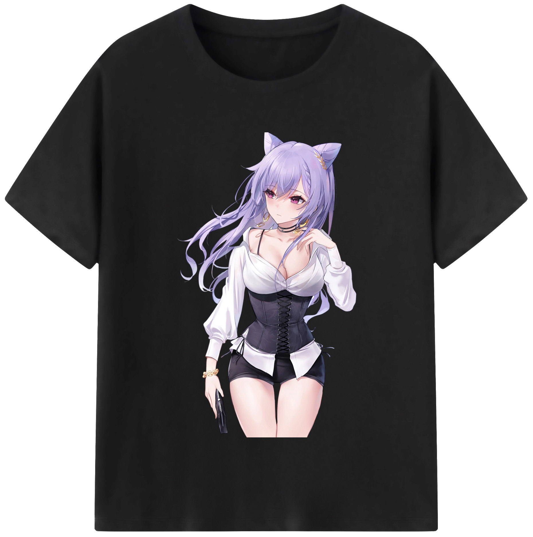 げんし神 刻晴 こくせい genshin Kokusei レディースカジュアルプリントTシャツ（綿100％）