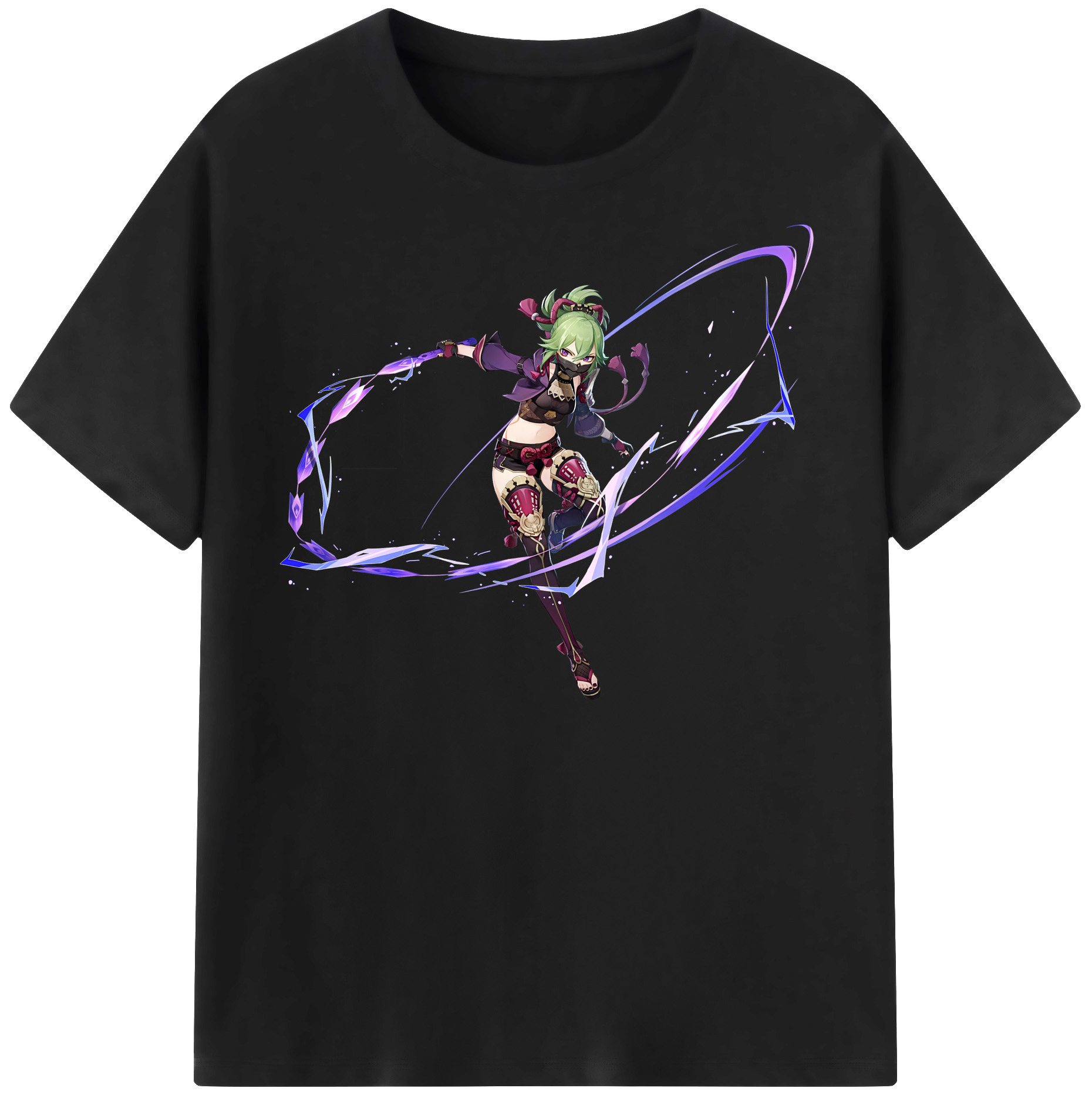 げんし神  久岐忍 くき しのぶ genshin Kuki Shinobu レディースカジュアルプリントTシャツ（綿100％）
