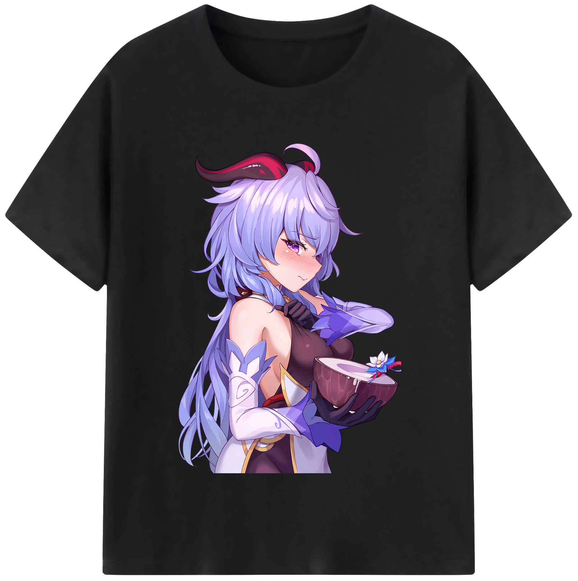 げんし神 甘雨 かんう genshin Ganyu レディースカジュアルプリントTシャツ（綿100％）