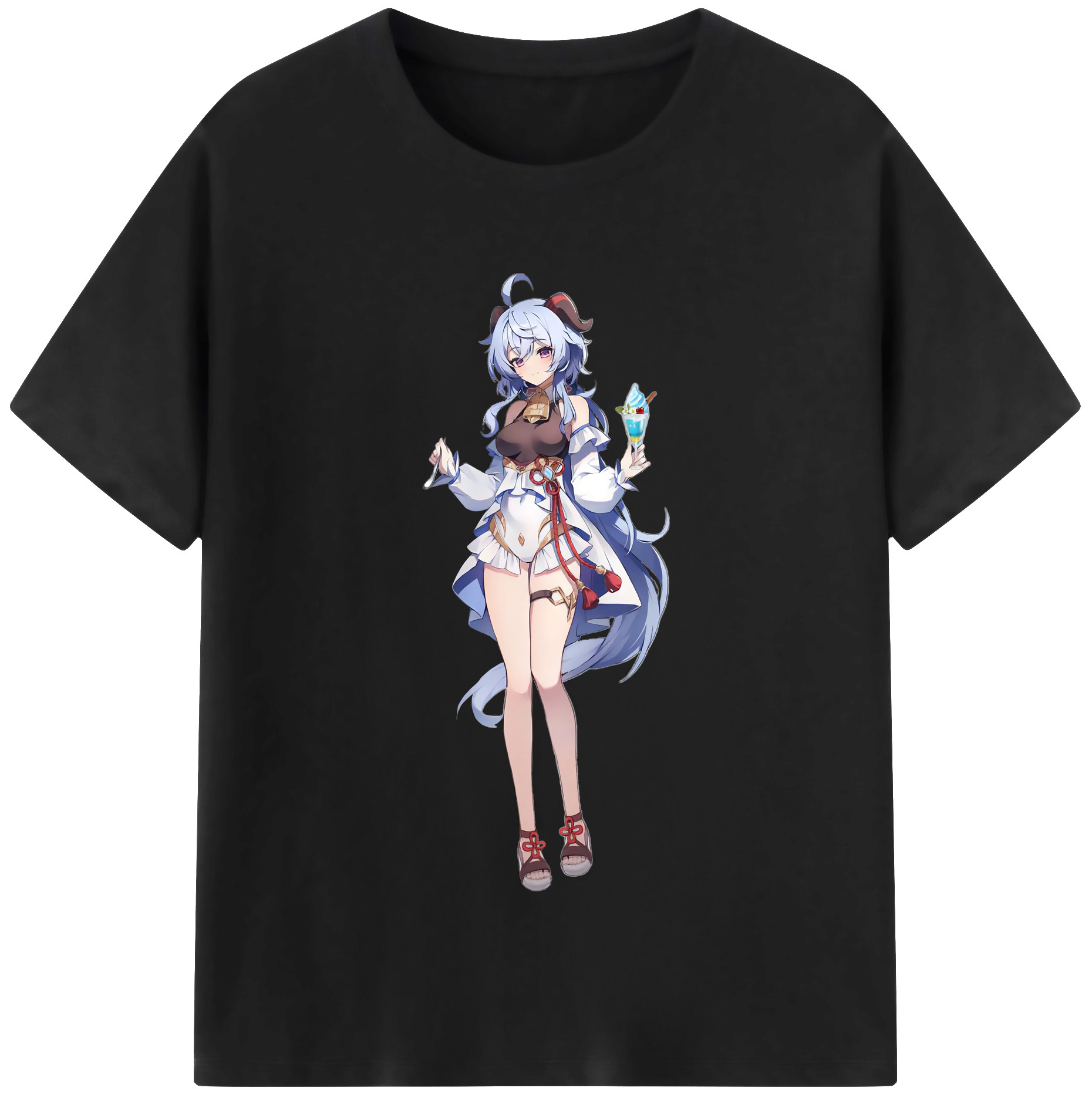 げんし神 甘雨 かんう genshin Ganyu レディースカジュアルプリントTシャツ（綿100％）