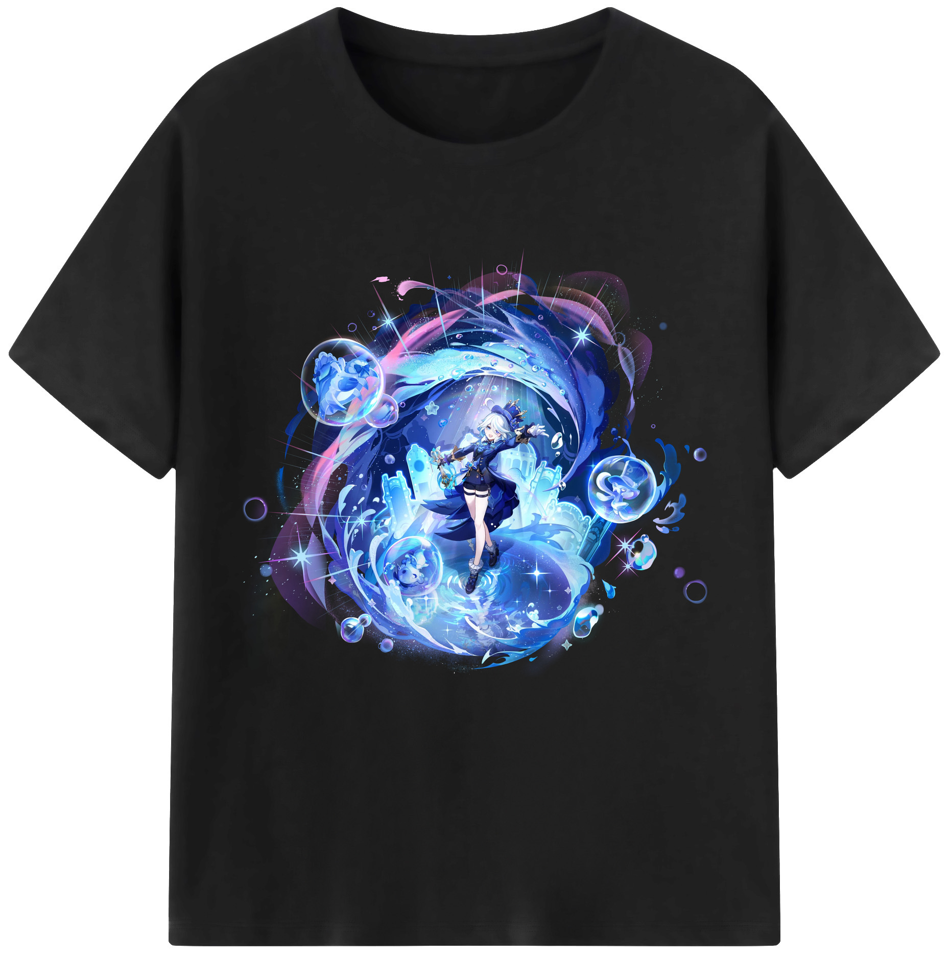 げんし神 フリーナ genshin Furina レディースカジュアルプリントTシャツ（綿100％）