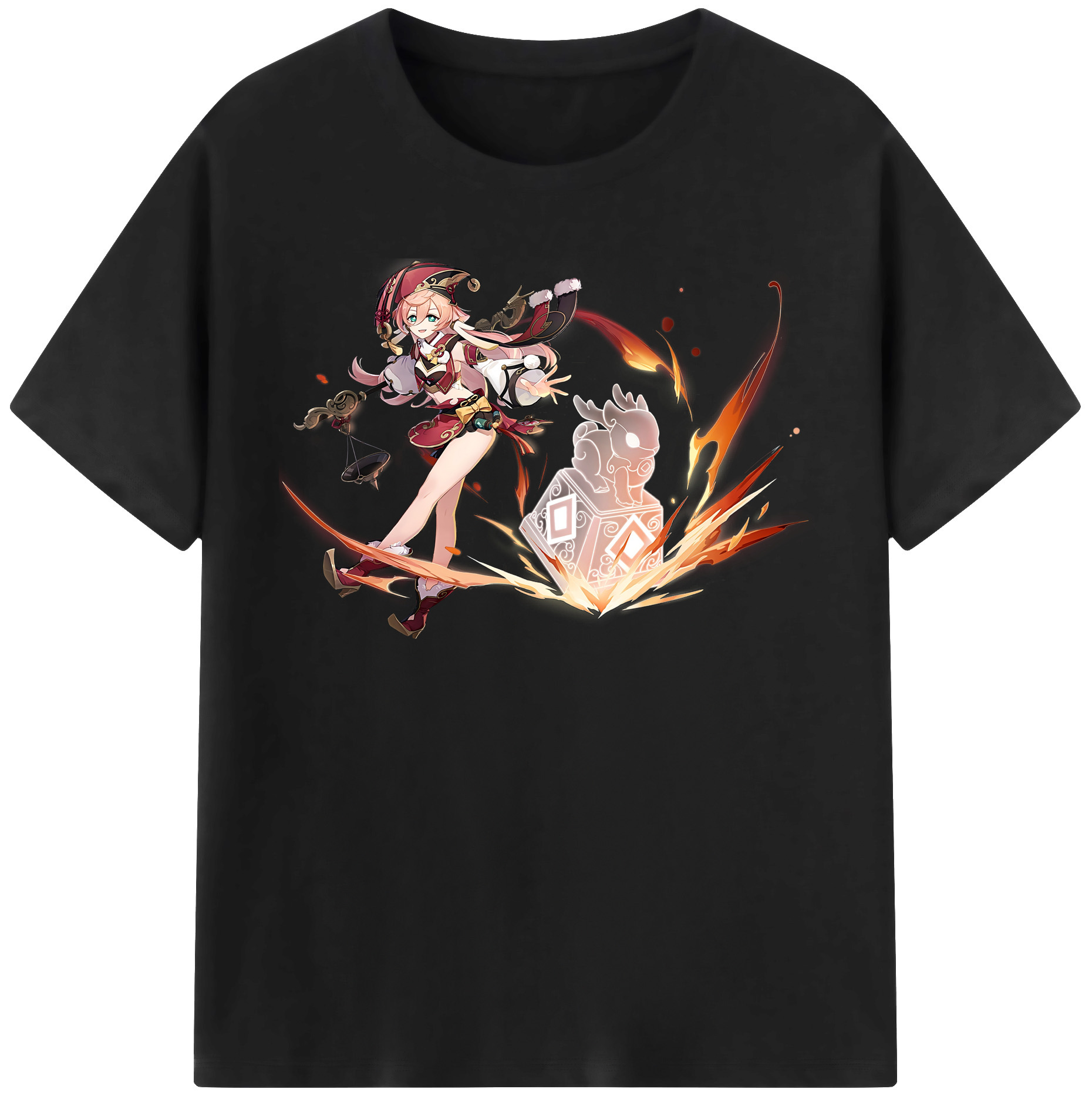 げんし神 ヤンフェイ genshin Yanfei レディースカジュアルプリントTシャツ（綿100％）