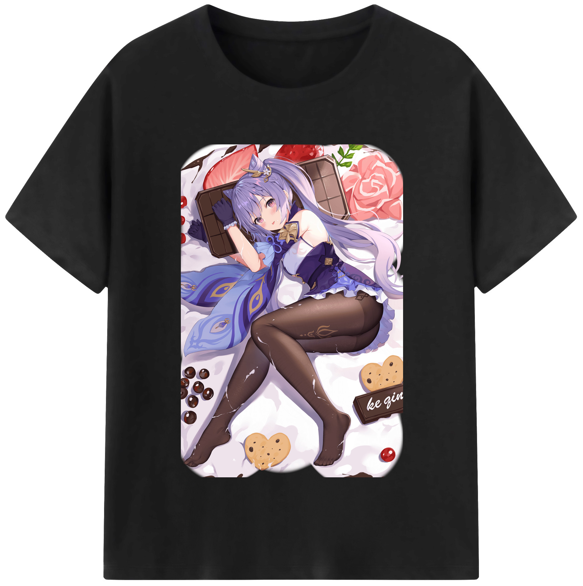 げんし神 刻晴 こくせい genshin Kokusei レディースカジュアルプリントTシャツ（綿100％）