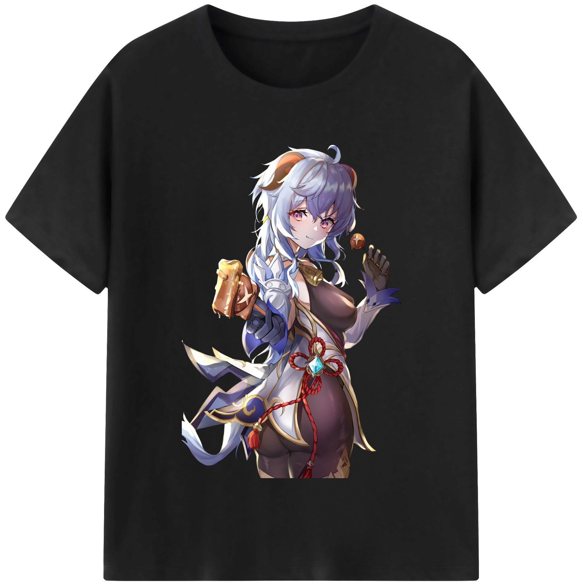 げんし神 甘雨 かんう genshin Ganyu レディースカジュアルプリントTシャツ（綿100％）