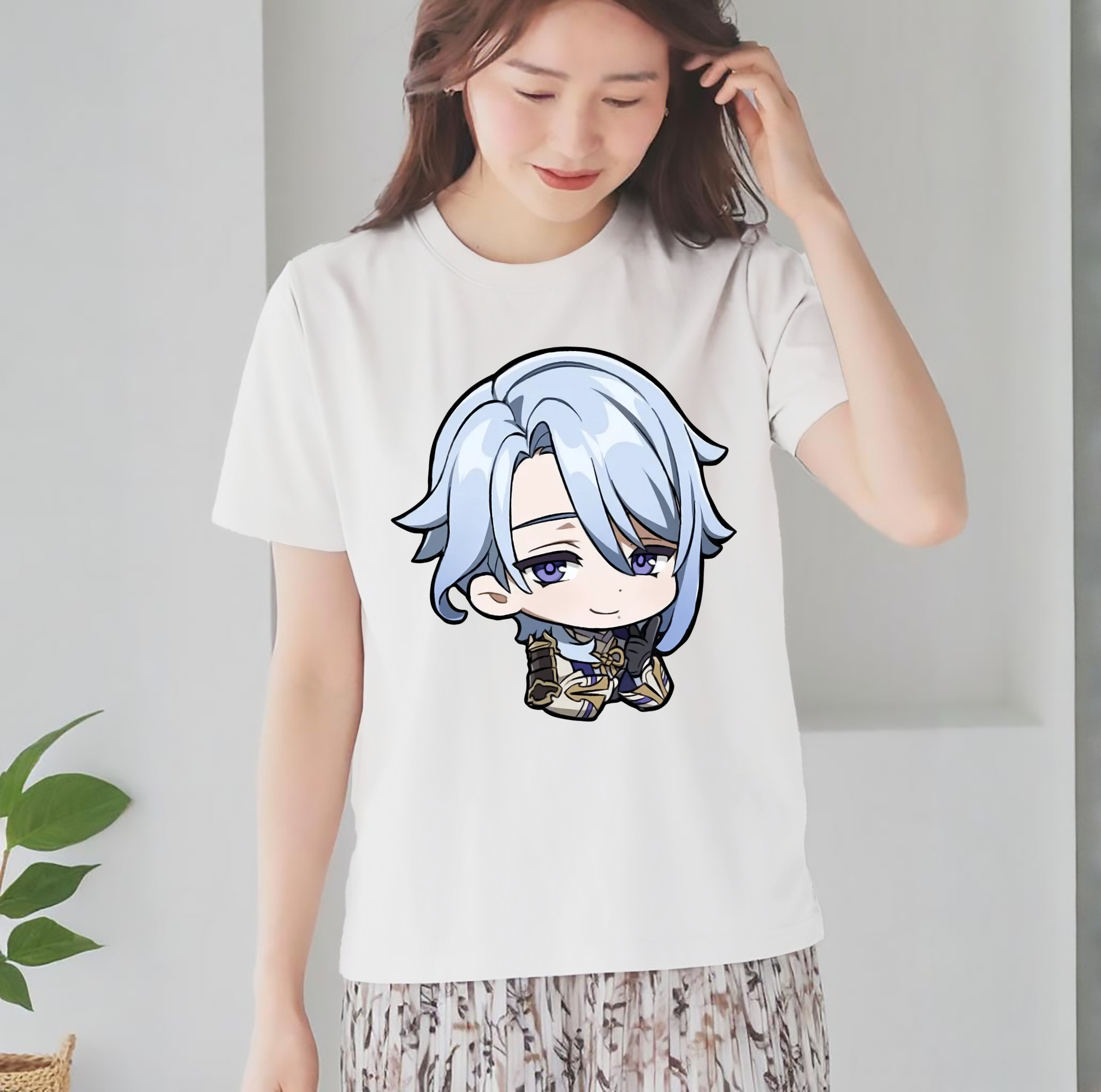 げんし神 神里綾人 かみさとあやと genshin Kamisato Ayato レディースカジュアルプリントTシャツ（綿100％）