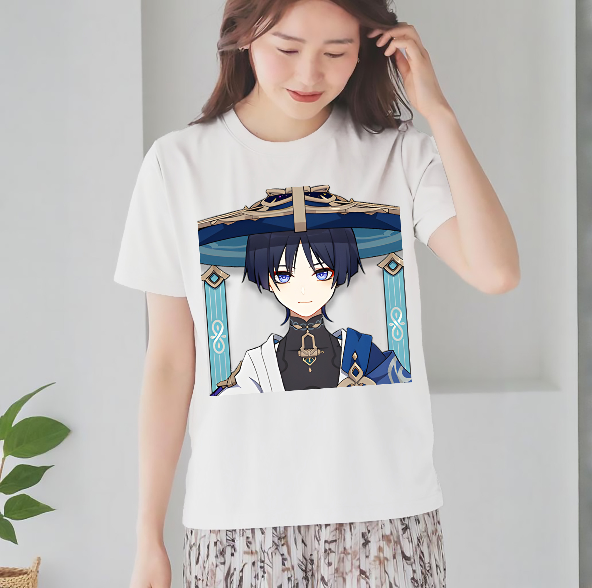 げんし神 さんペい genshin Sanpei レディースカジュアルプリントTシャツ（綿100％）