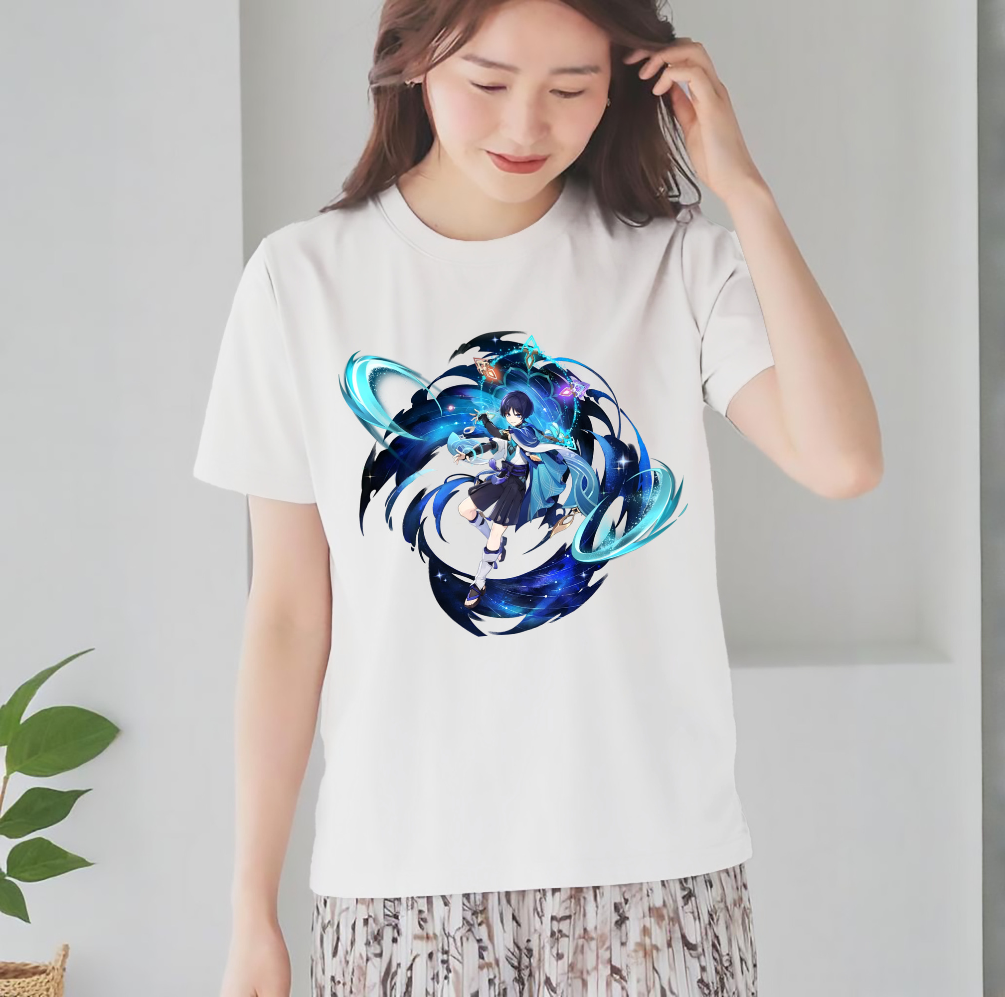 げんし神 さんペい genshin Sanpei レディースカジュアルプリントTシャツ（綿100％）