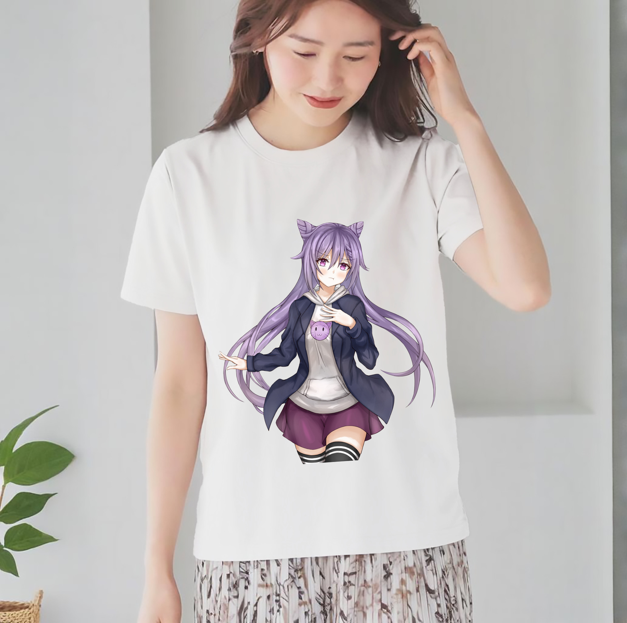 げんし神 刻晴 こくせい genshin Kokusei レディースカジュアルプリントTシャツ（綿100％）